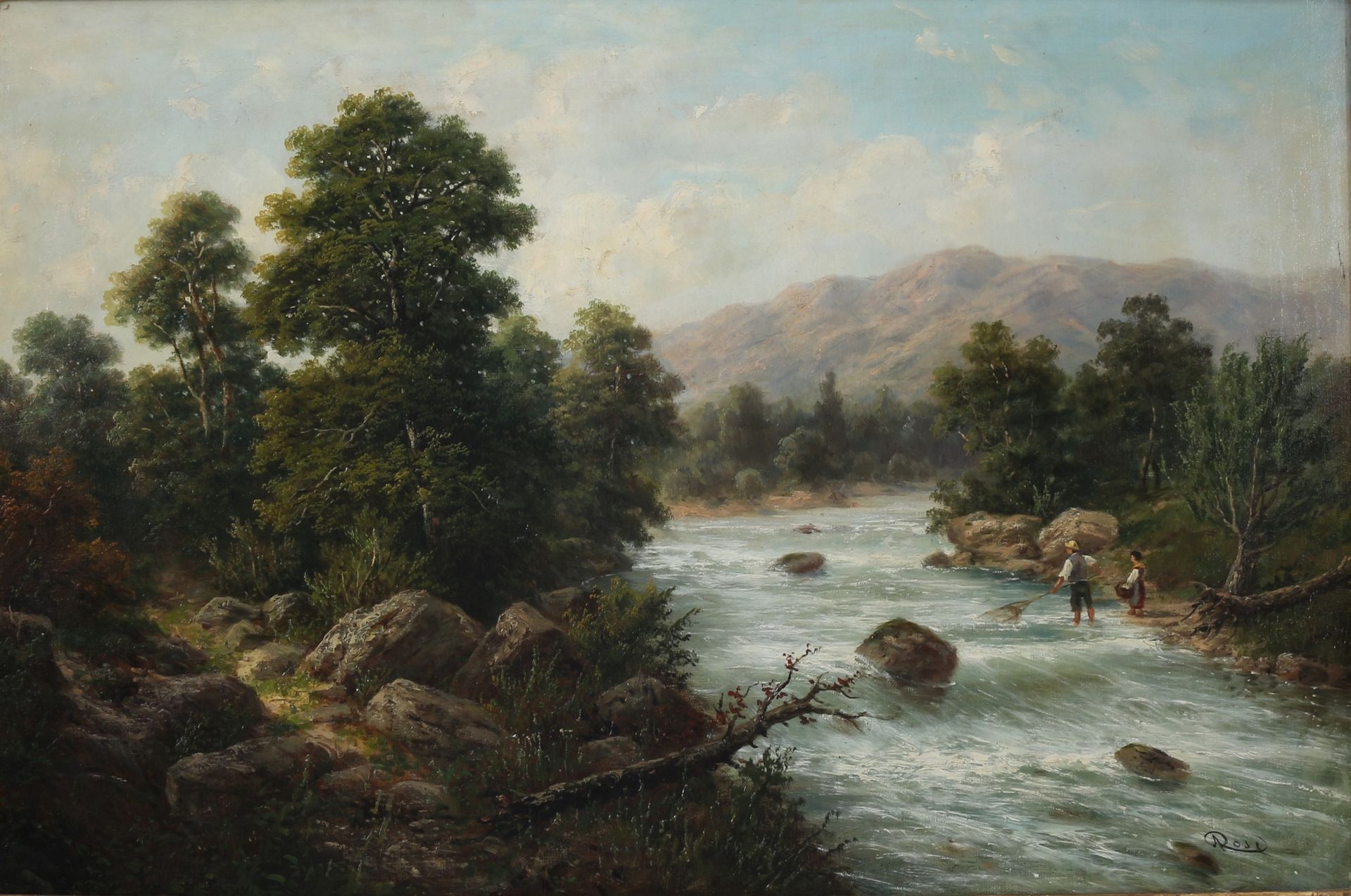 Alexandre Auguste Rose (XIX) Gebirgsstrom nahe Luzern, torrent near Luzern, Huil&hellip;