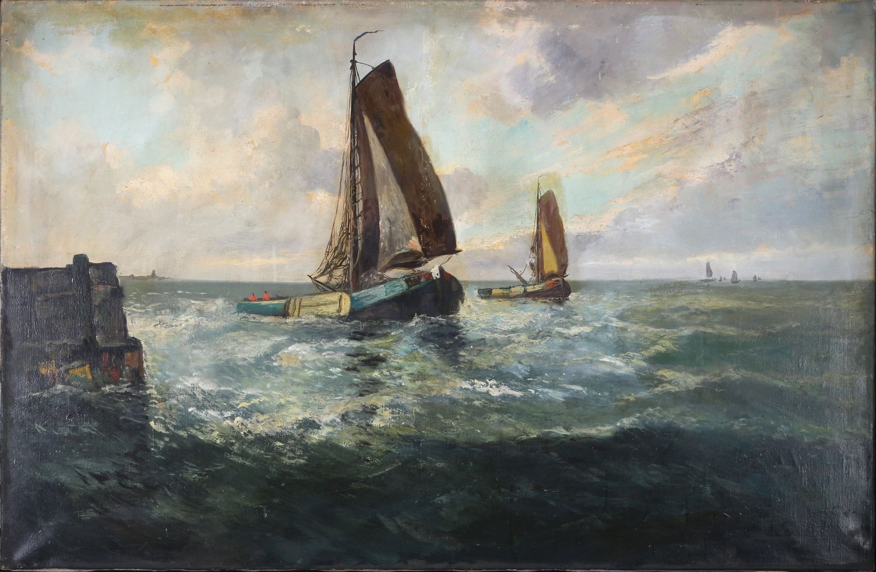 Cornelis de Bruin (1870-1940) Segelschiffe vor Stavoren, Pays-Bas, grande œuvre,&hellip;