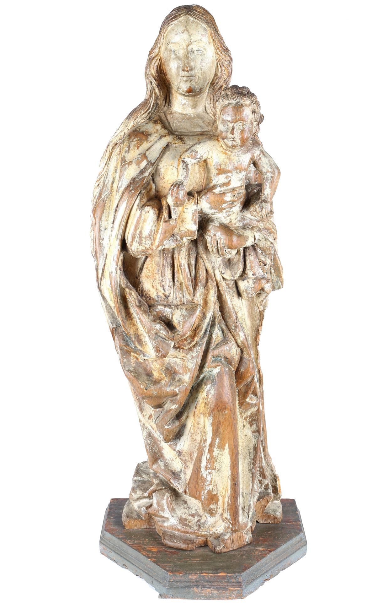 Riesige Heiligenfigur, figure of a saint Madonna with Christ 19th century, Legno&hellip;