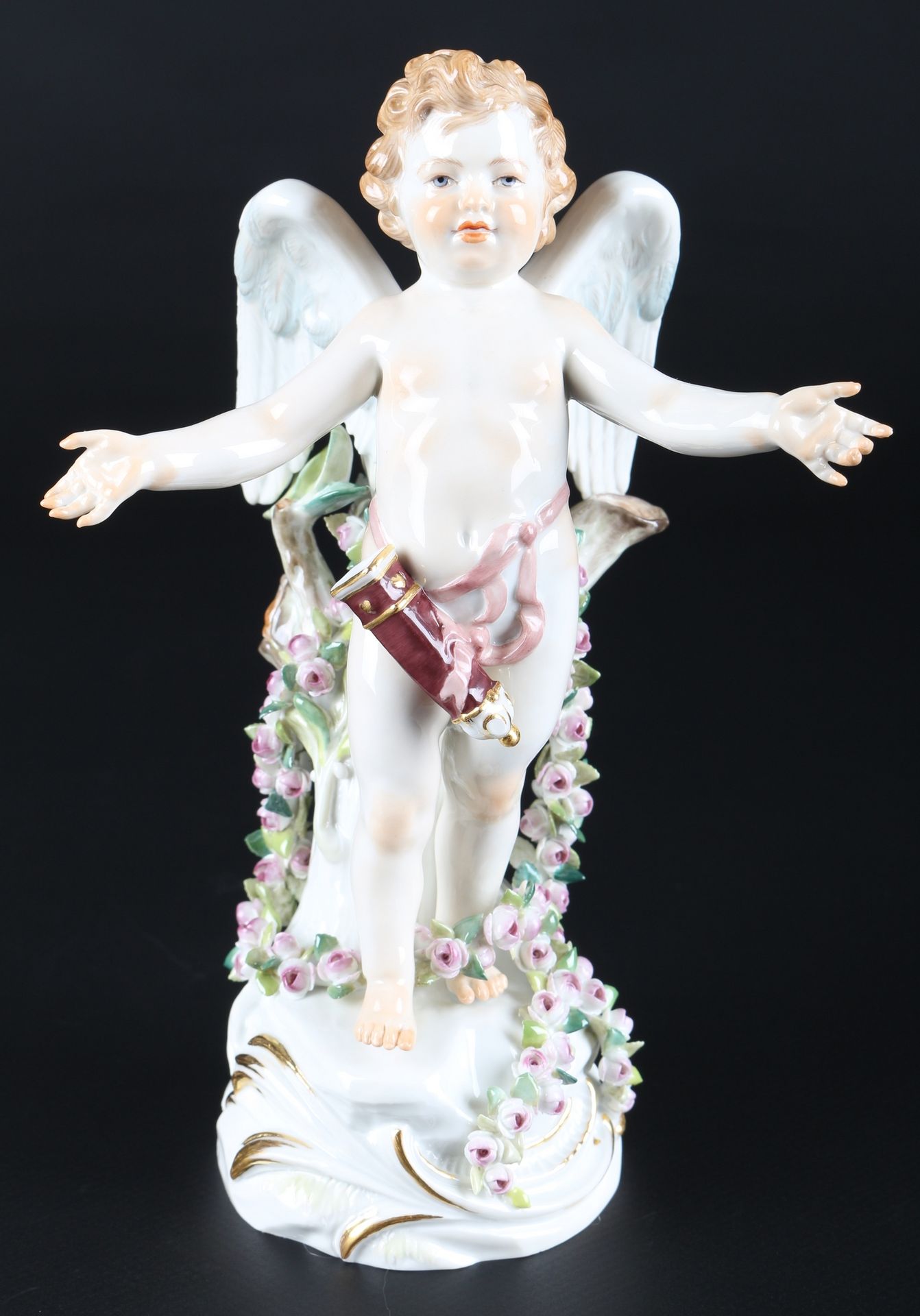Meissen befreiter Amor, porcelain figure cherub, Porcelaine, épée bleue marque 1&hellip;