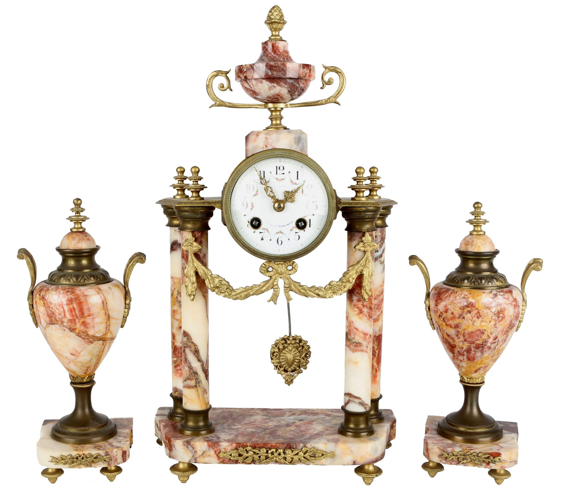 Portaluhr Frankreich um 1900, french mantel clock, marbre, boîtier en bronze ave&hellip;