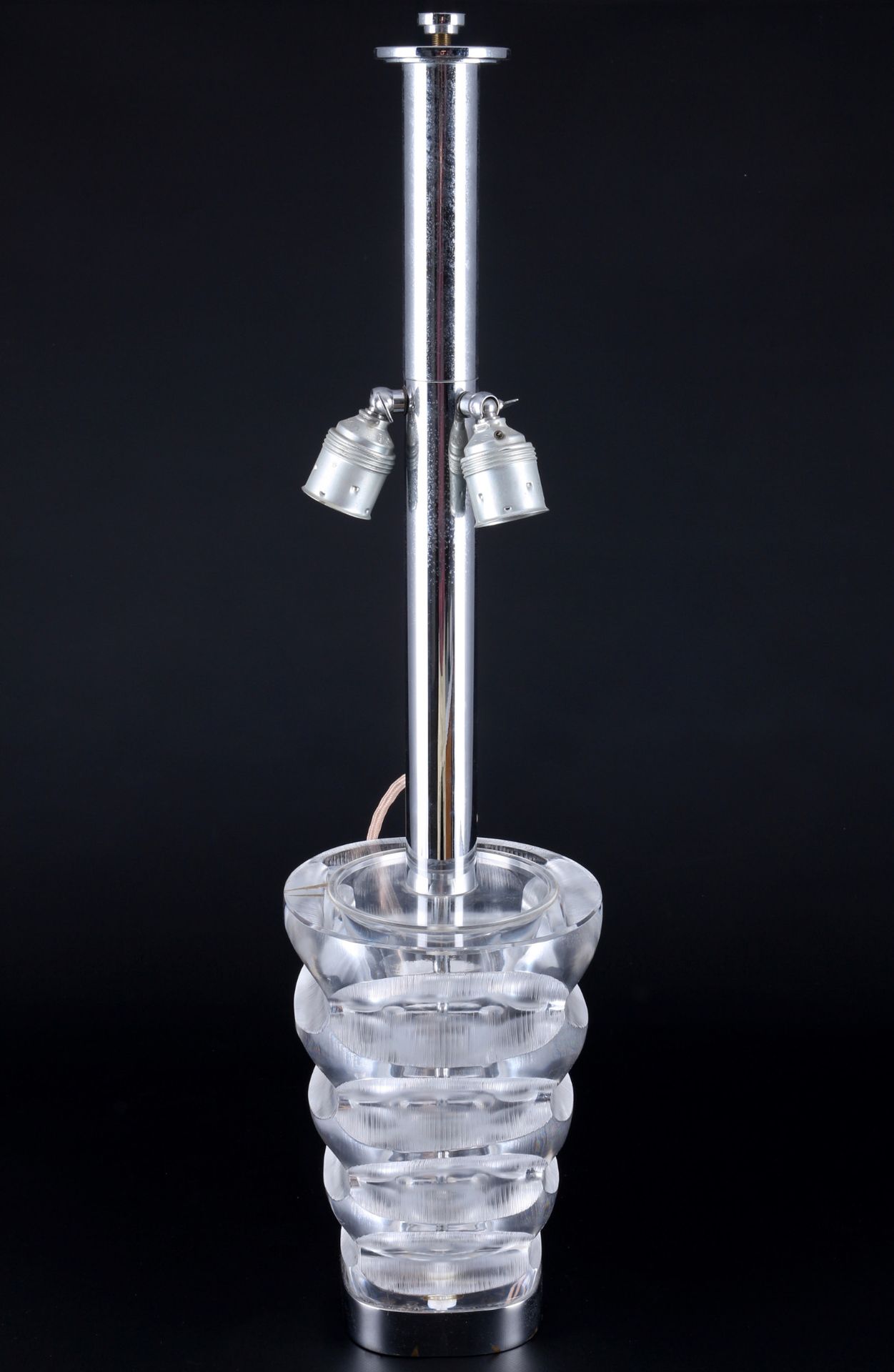 Lalique große Vase als Lampenfuß, large solid crystal vase as lamp base, Cristal&hellip;