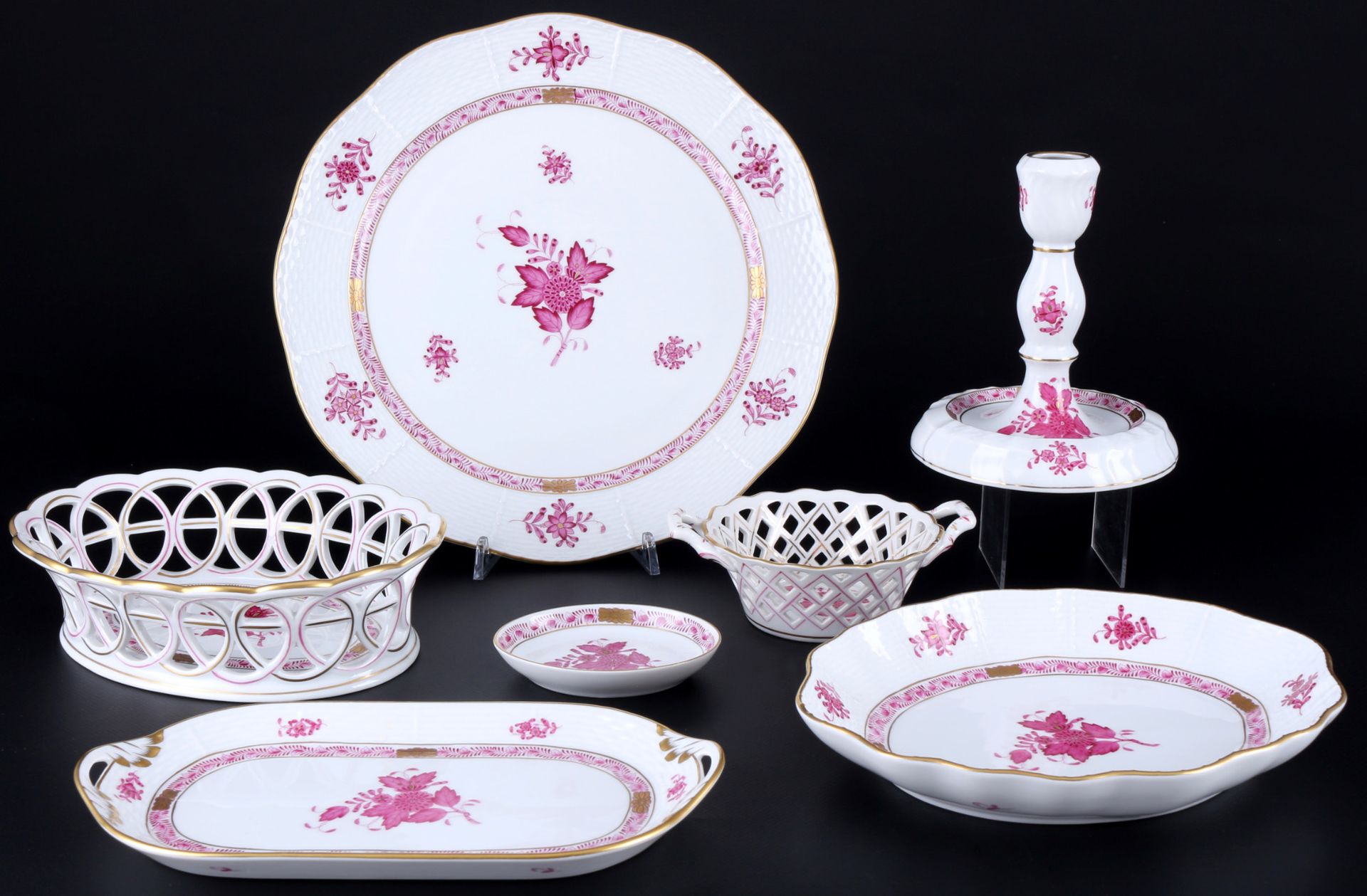 Herend Apponyi Purpur 7-teiliges Porzellan Konvolut, 7-piece porcelain lot, 瓷器，匈&hellip;