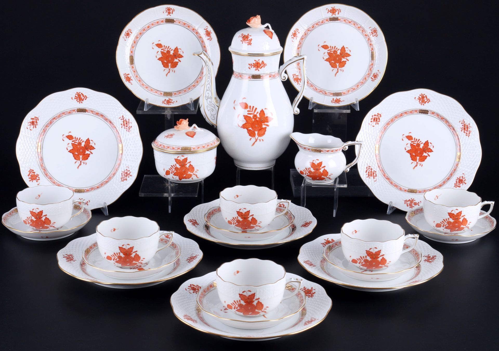 Herend Apponyi Orange Teeservice für 6 Personen, tea service for 6 pers., 23 piè&hellip;