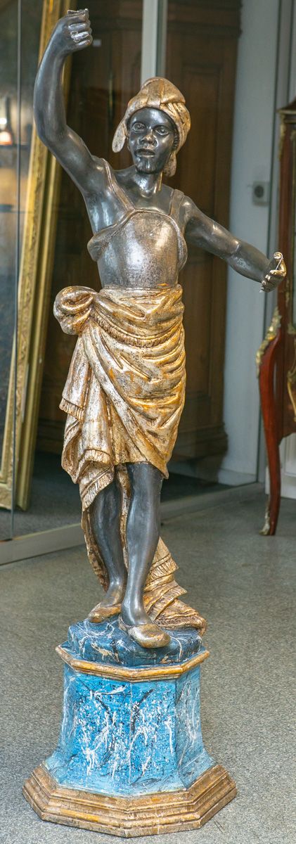 Null Serviteur muet (probablement 1950/1960), entièrement sculpté, "Maure" debou&hellip;