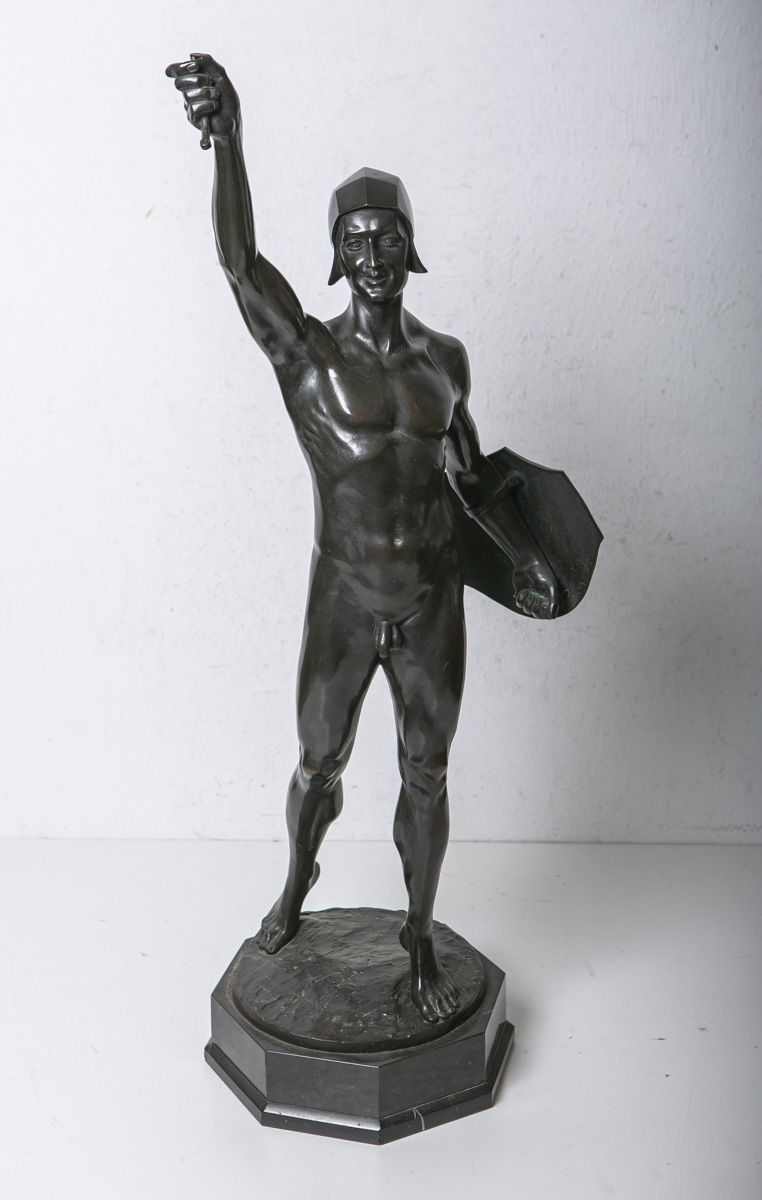 Null Iffland, Franz (1862 - 1935), figure en bronze de Persée, signée sur une pl&hellip;