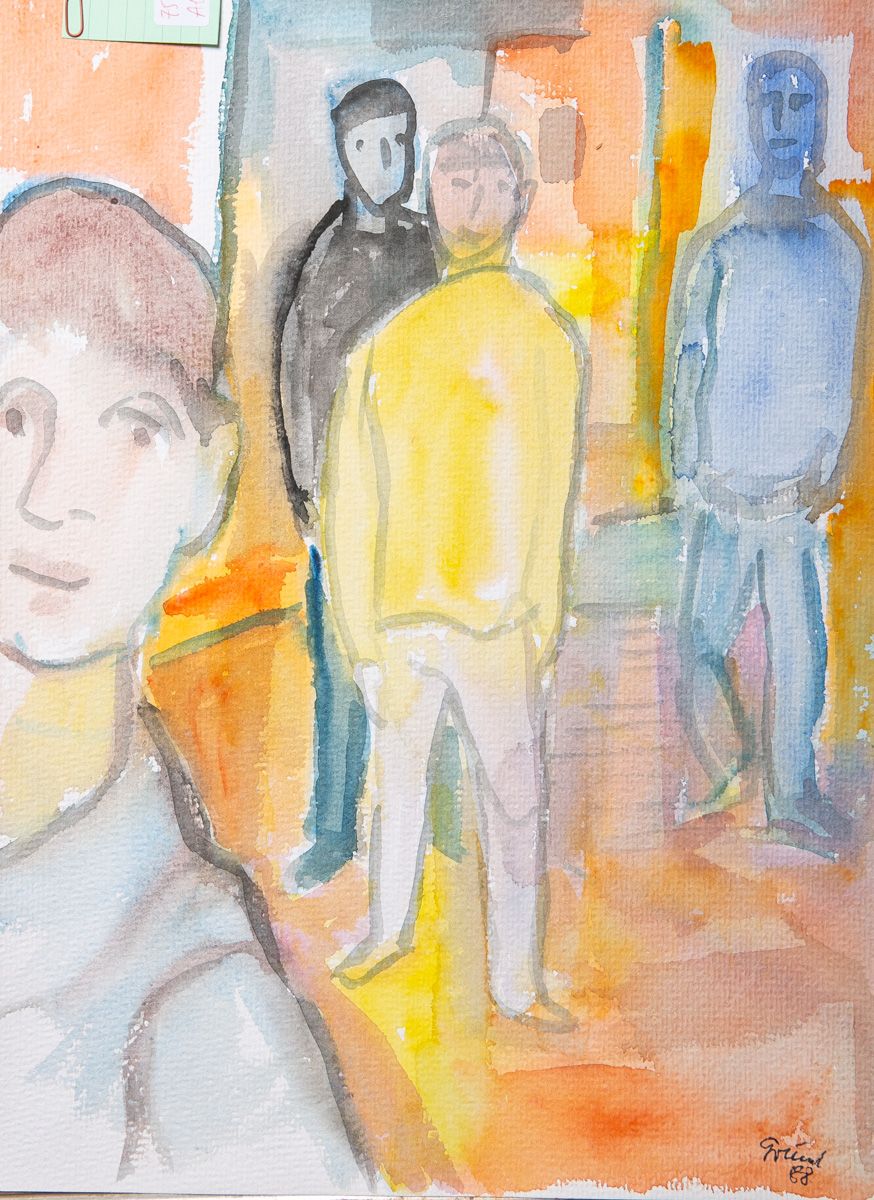 Null Artiste inconnu (20e siècle), groupe de personnes (1988), aquarelle/papier,&hellip;