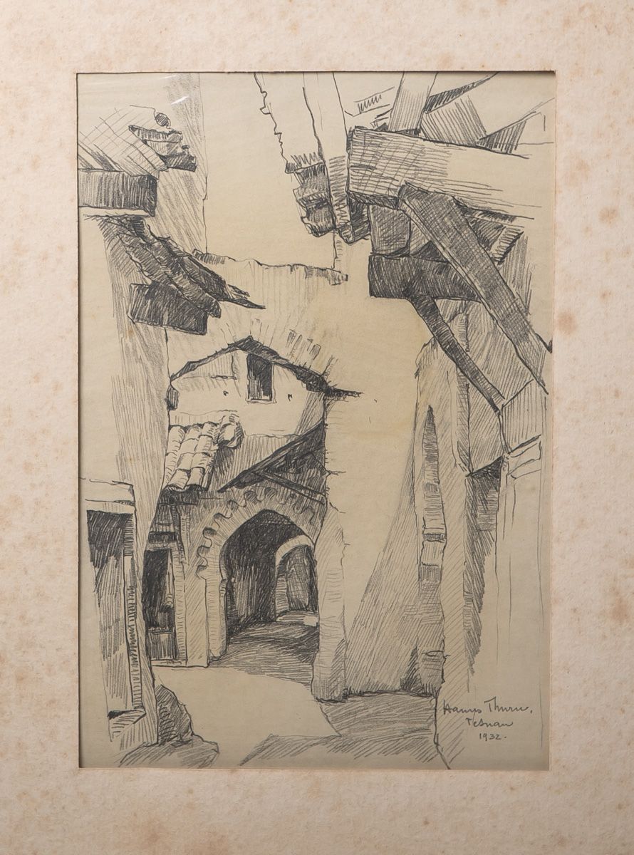 Null Thurn, Hanns (1889 - 1963), "Tesnau, 1932", disegno a carboncino a matita, &hellip;