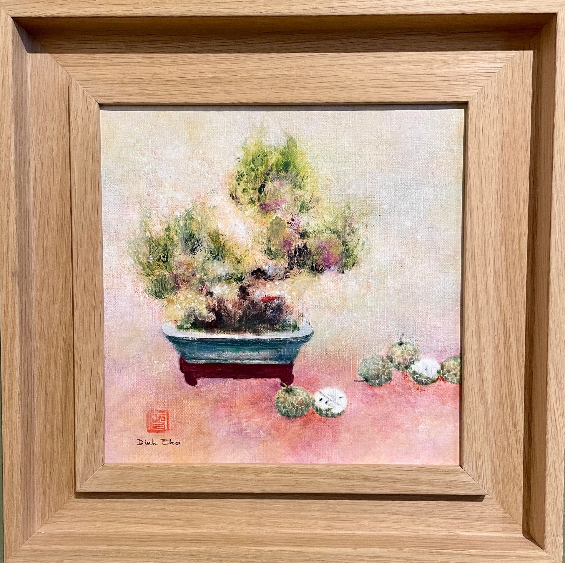 Null DINH THO (1931) Still life with peach tree, signed and stamped lower left 2&hellip;
