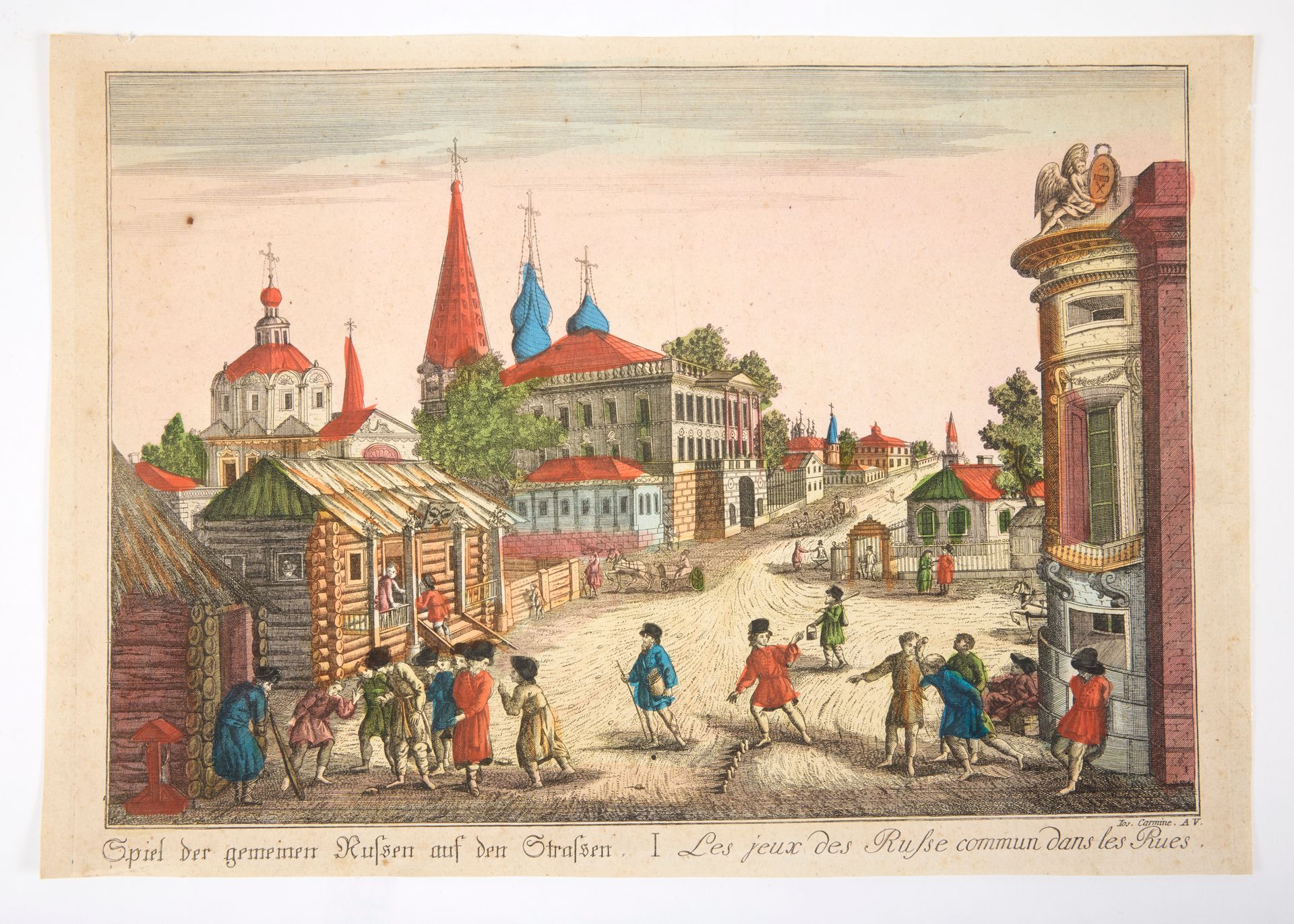 Null "俄罗斯儿童的游戏 
(Spiel der gemeinen Russen auf den Strassen）。约瑟夫-卡明的版画，奥格斯堡，1770&hellip;