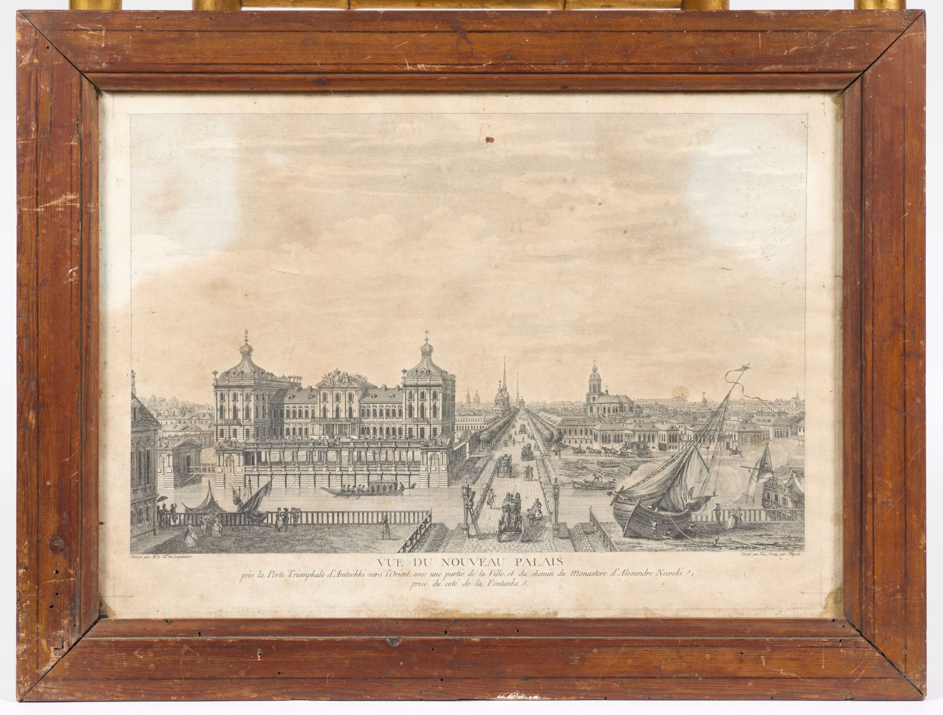 Null 由 Dubois、Niquet 和 Auvré 创作的三幅圣彼得堡风景版画（证券交易所；大理石宫殿；新宫殿风景）。法文注释，尺寸分别为 250 x 3&hellip;
