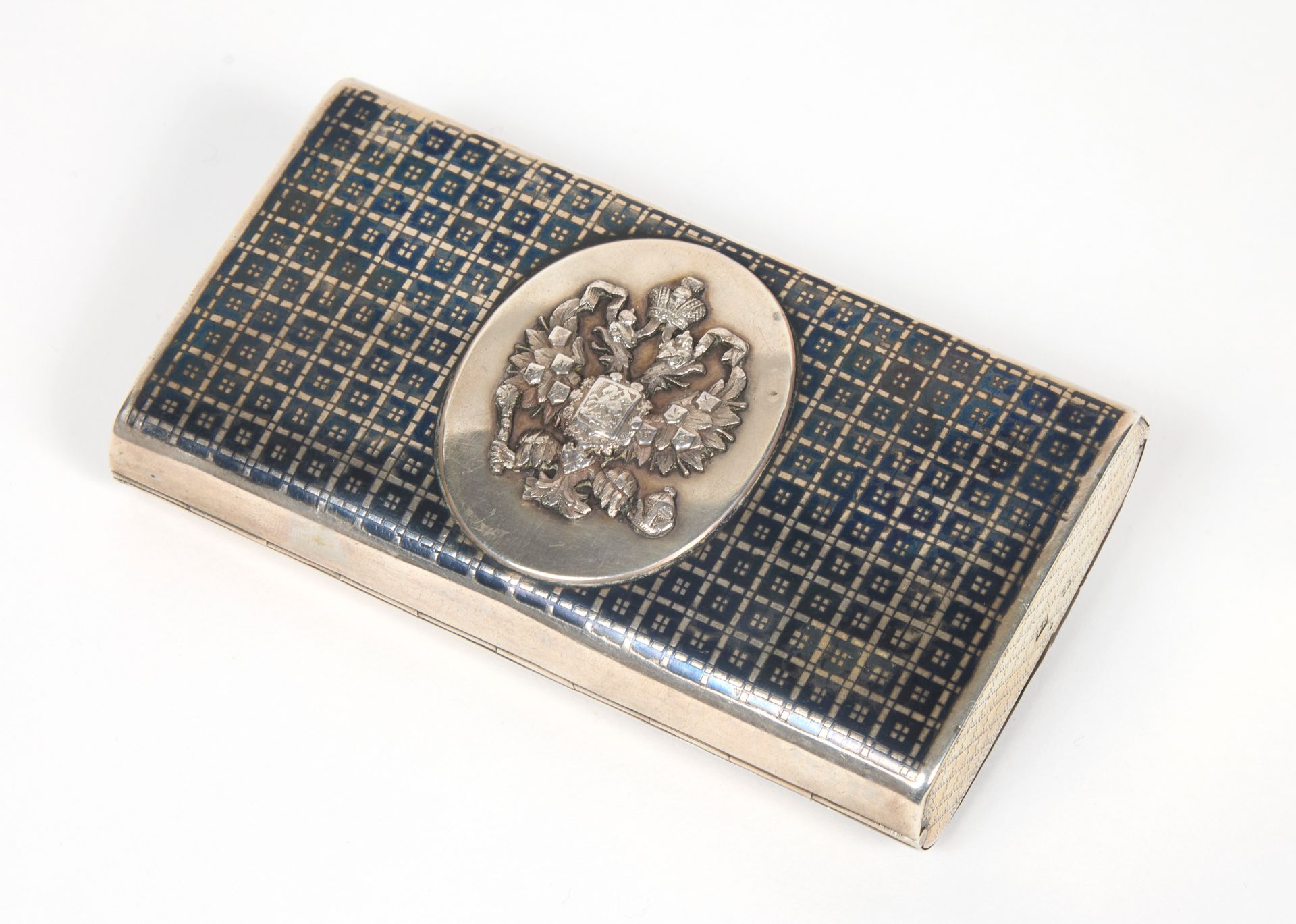 Null Cigarette case, decorated with a double-headed eagle
Silver, chern
Hallmark&hellip;