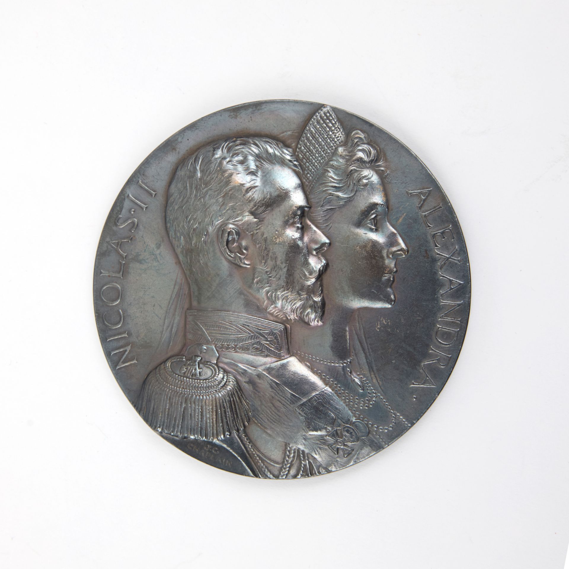 Null [法俄联盟］
这枚罕见的银质奖章由 Jules Clément Chaplain（1839-1909 年）雕刻，是为纪念尼古拉二世皇帝和亚历山德拉-费&hellip;