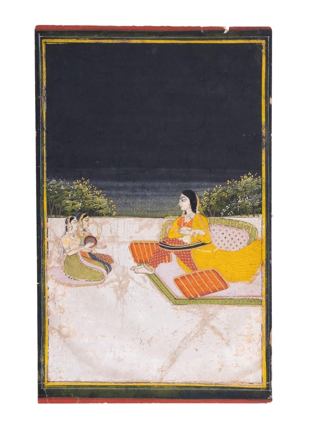 Null AN INDIAN MINIATURE OF A LADY WITH HER SERVATNS ON A TERRACE, 19TH CENTURY
&hellip;