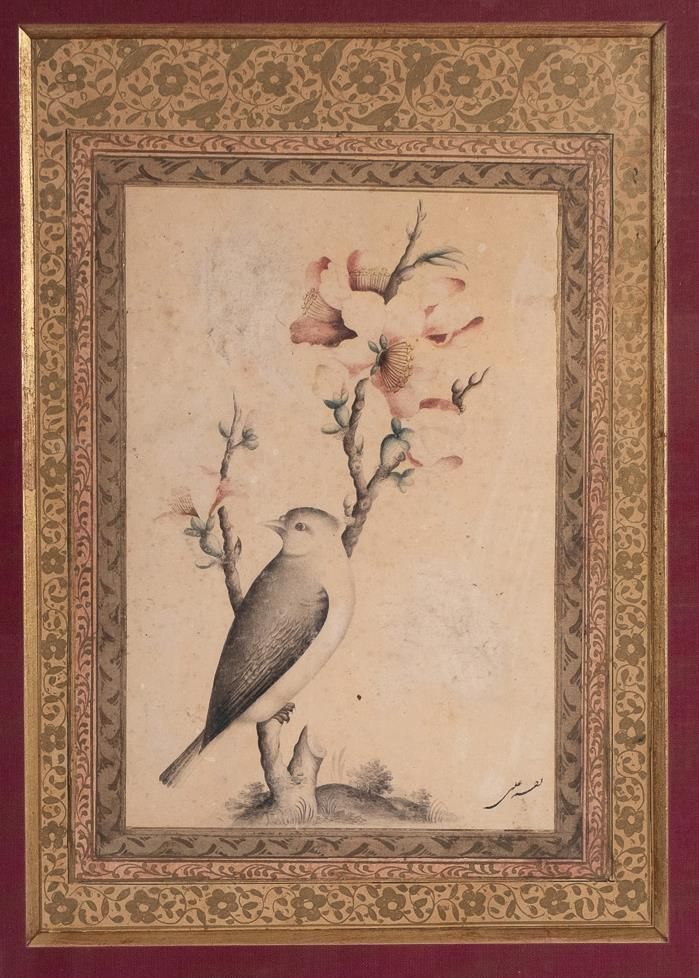 Null A MINIATURE PAINTING (GOL & BOLBOL) A PORTRAIT OF A BIRD, 19TH/20TH CENTURY&hellip;