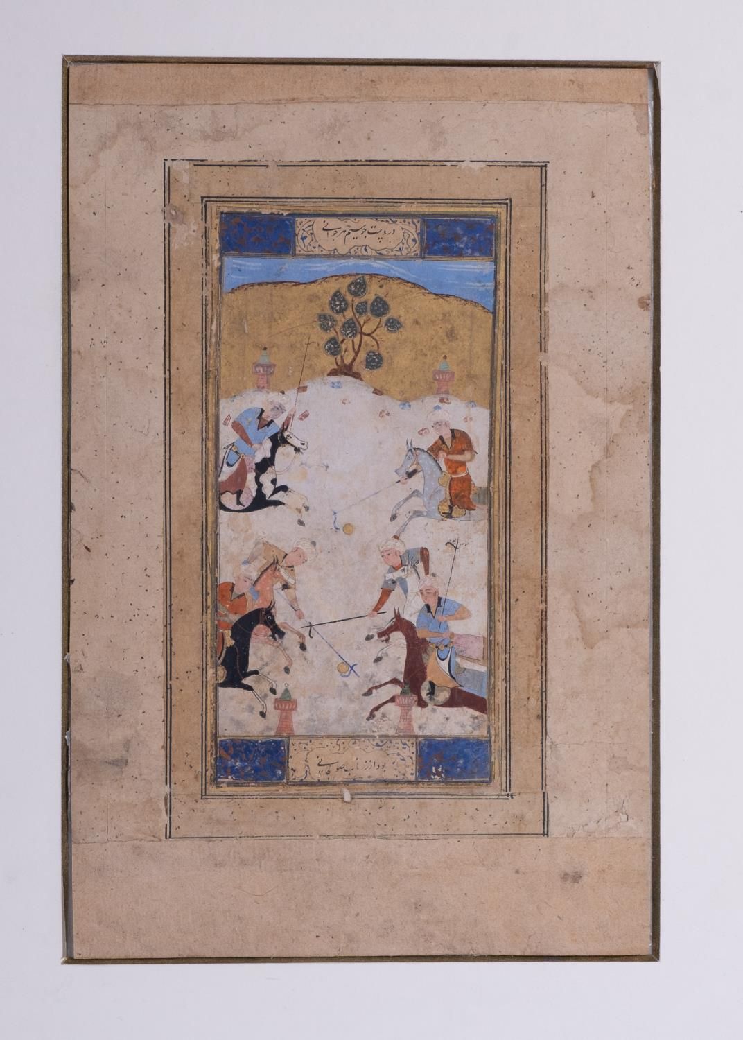 Null A SAFAVID HORSE RIDER MINIATURE WITH CALLIGRAPHY , 17TH CENTURY
 
 Länge x &hellip;