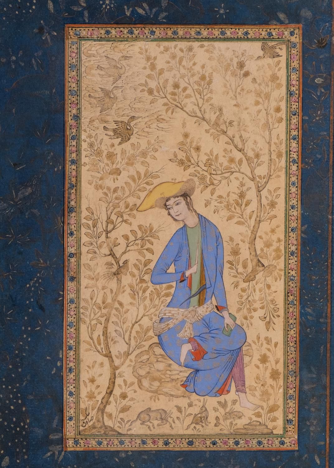Null A YOUNG MAN SITTING ON A ROCK, LATE SAFAVID, 18TH CENTURY
 
 Miniature 12cm&hellip;
