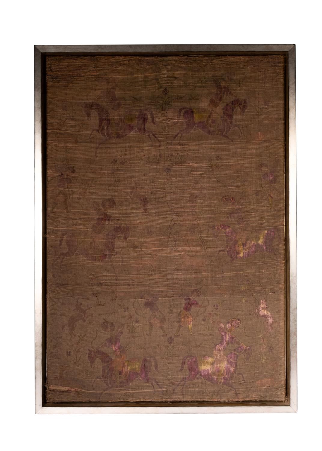 Null AN EXTREMELY RARE SILK HORSE RIDER PANEL, 16TH CENTURY, SAFAVID
 
 Length: &hellip;