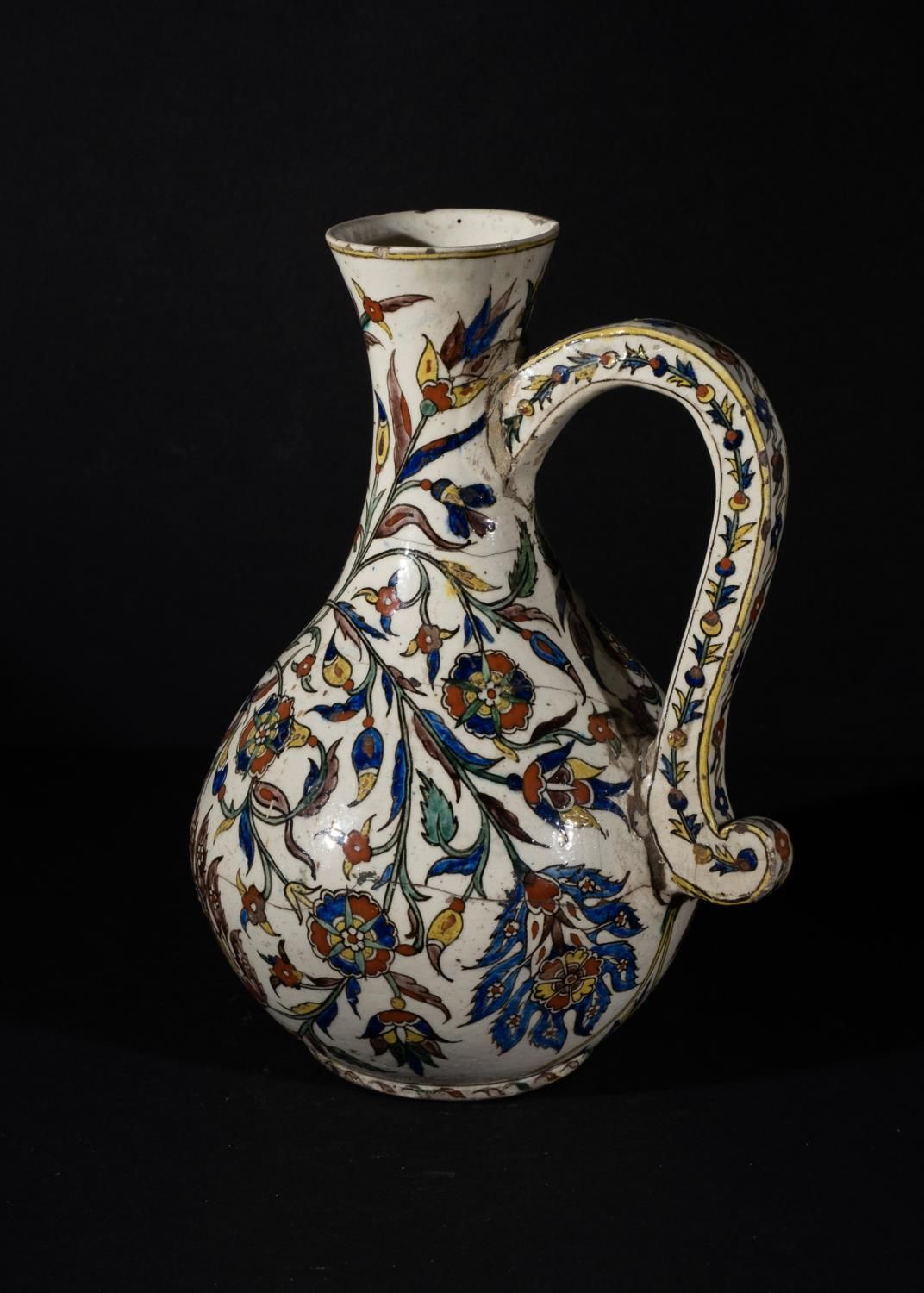 Null A LARGE KUTAHYA POTTERY FLORAL JUG, OTTOMAN TURKEY, 19TH/20TH CENTURY
 
 He&hellip;