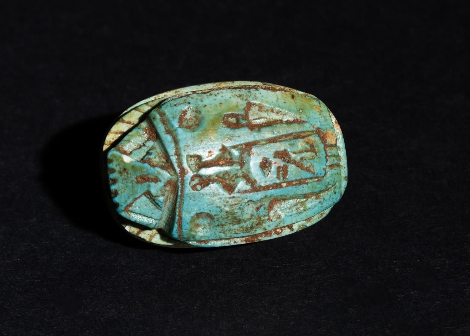 AN EGYPTIAN FAIENCE SCARAB AMULET MIDDLE KINGDOM/LATE PERIOD CIRCA 1980-530 B.C.&hellip;