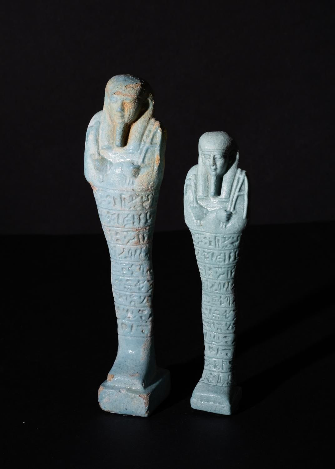 TWO EGYPTIAN OR LATER FAIENCE SHABTI FIGURES DEUX FIGURES SHABTI DE FAIENCE EGYP&hellip;