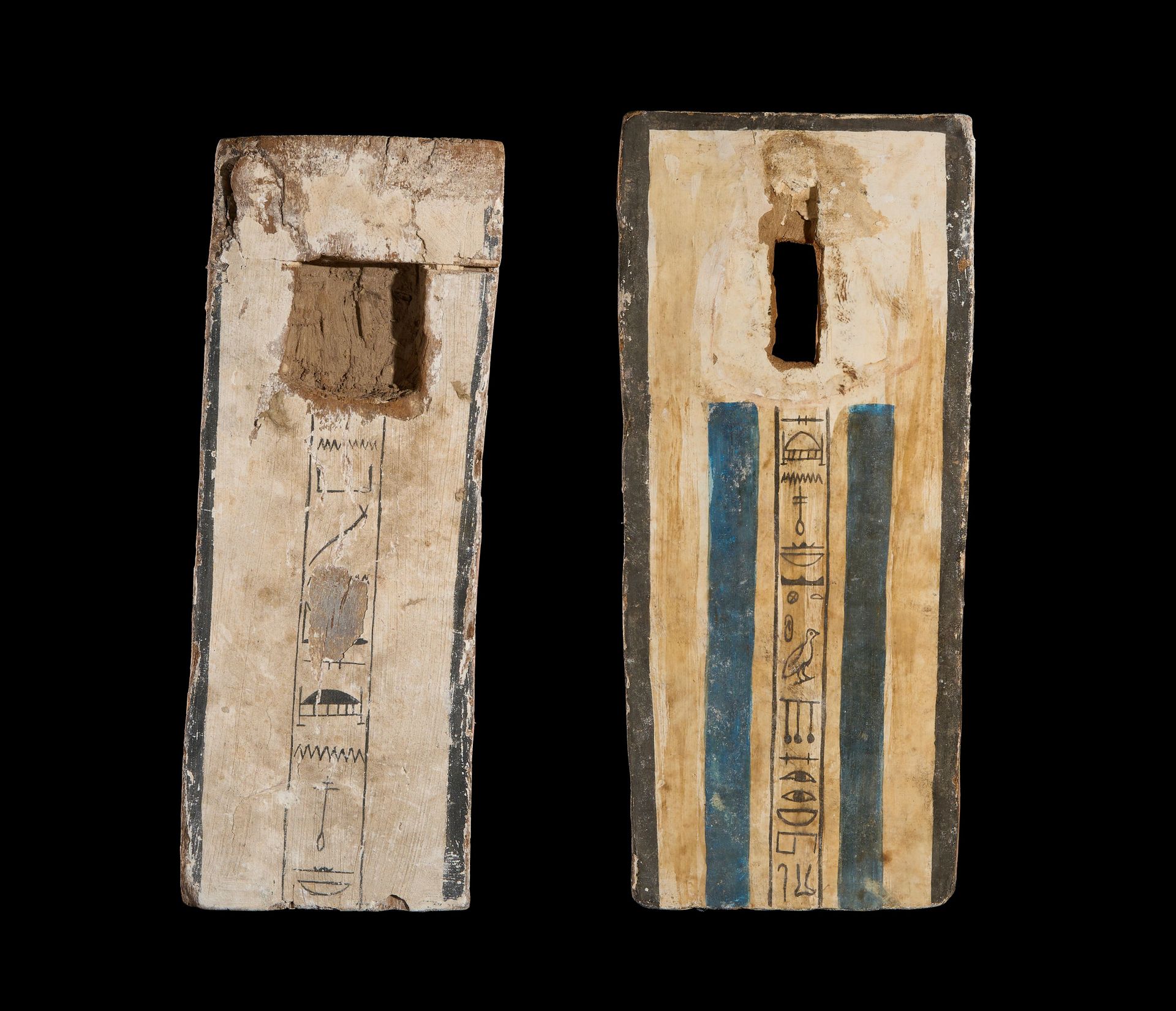 TWO EGYPTIAN PHOENICIAN INSCRIBED BASES FROM PTAH-SOKAR OSIRIS FIGURE, LATE PERI&hellip;