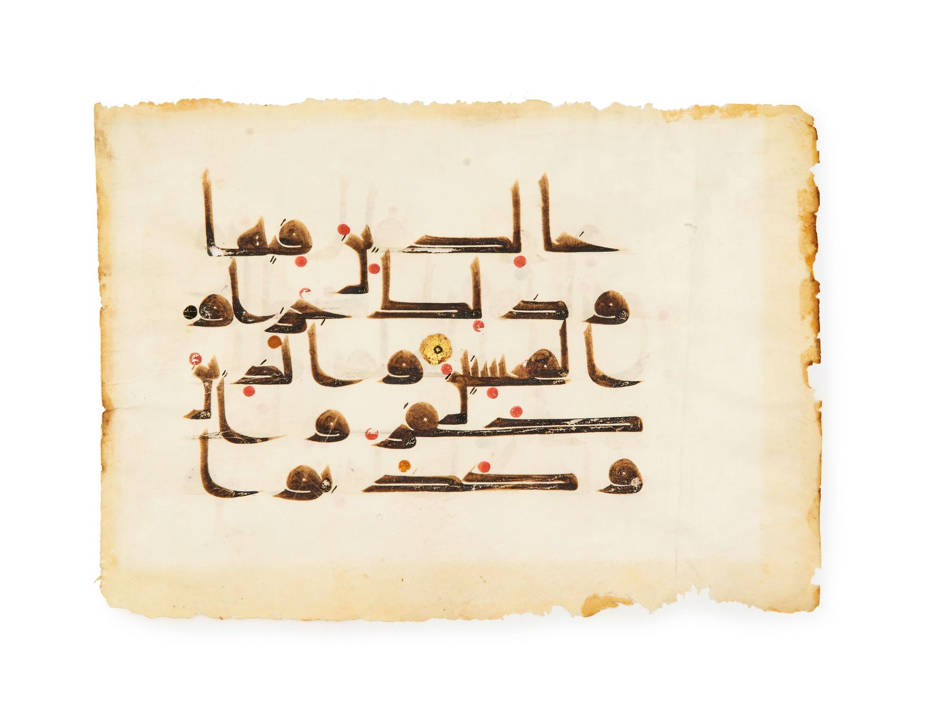 A KUFIC QURAN FOLIO, NEAR EAST OR NORTH AFRICA, 9TH CENTURY A KUFIC QURAN FOLIO,&hellip;