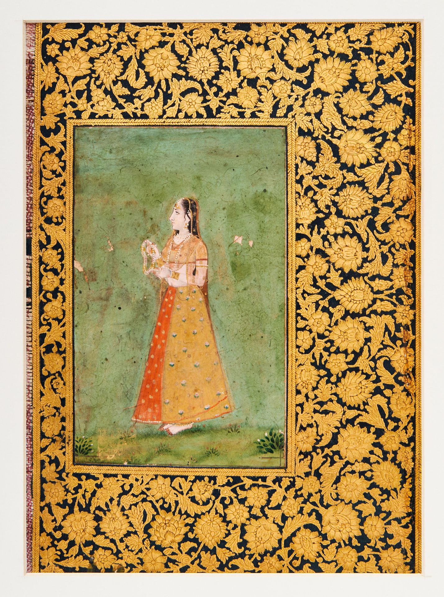 ATTRIBUTED TO THE MUGHAL MASTER MANOHAR, A PORTRAIT OF A PRINCESS, MOUNTED ON A &hellip;