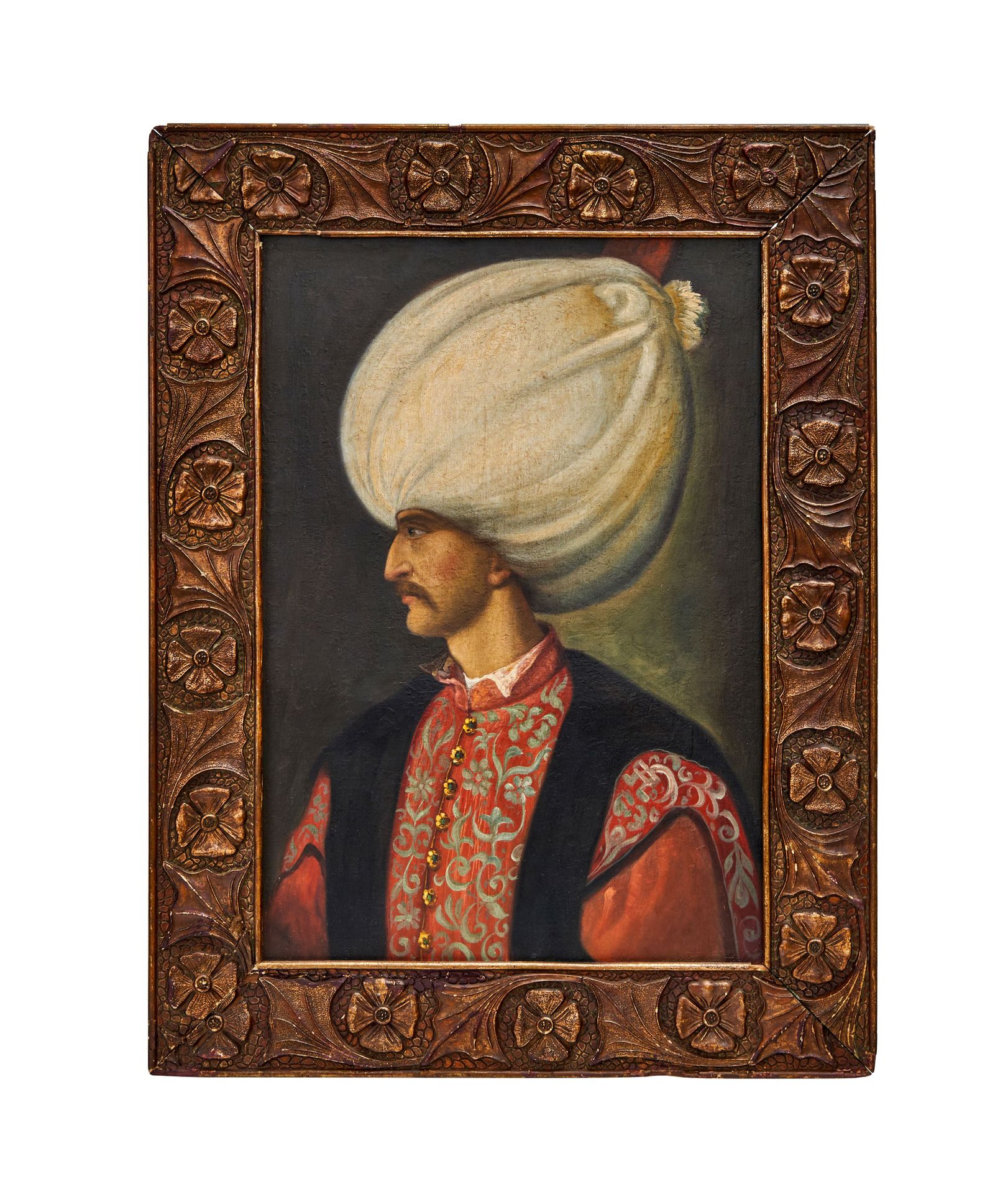 AN OTTOMAN OIL ON CANVAS PORTRAIT OF SULEYMAN THE MAGNIFICENT, 19TH CENTURY AN O&hellip;