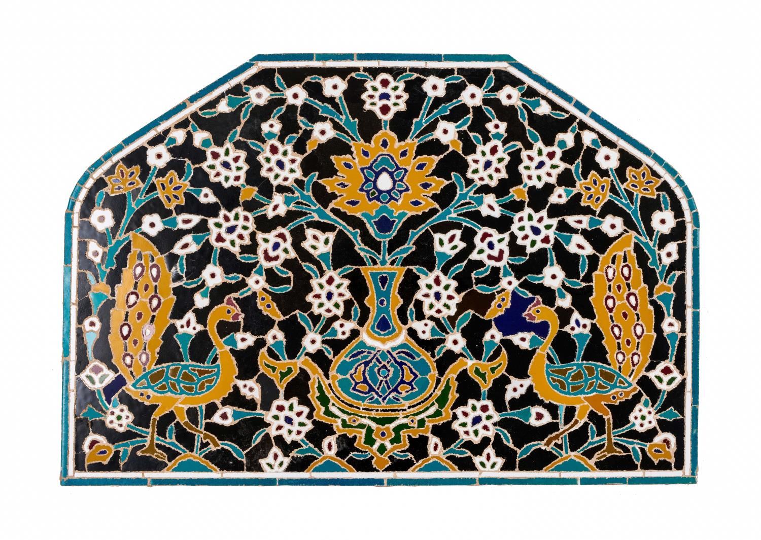 A SAFAVID TILE MOSAIC PANEL IRAN, FIRST THIRD 17TH CENTURY 伊朗 17 世纪前三叶萨法维瓦镶嵌画板
 &hellip;