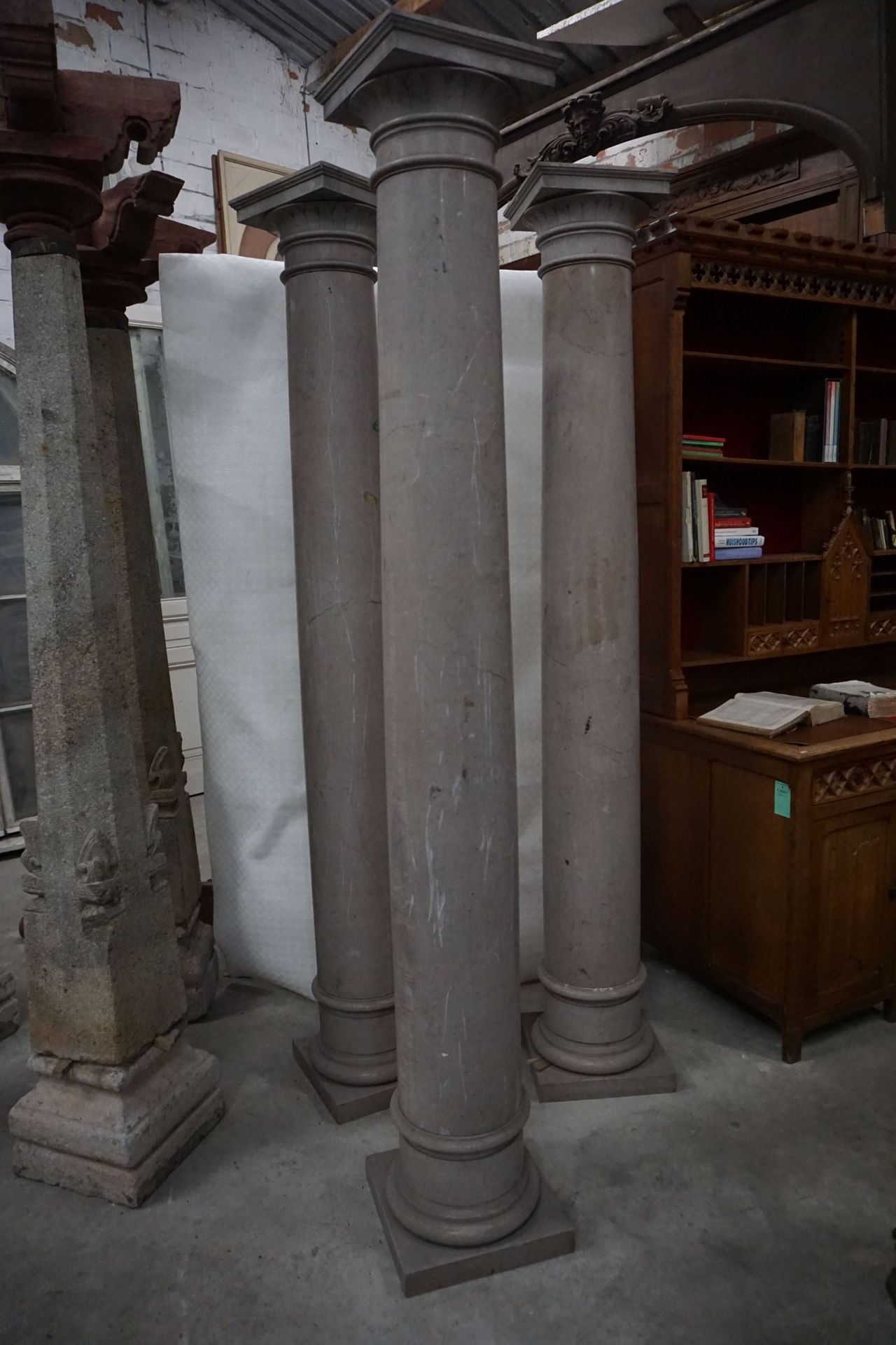 Null Lot of gray columns in marble 19th h212x33x33