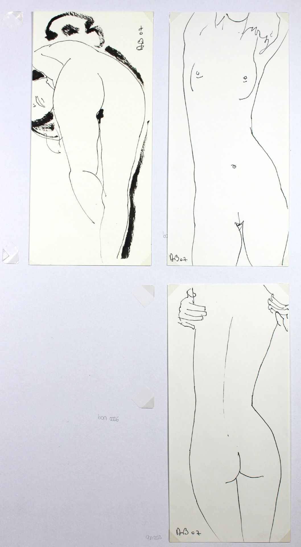 Alain Bonnefoit (französisch, geb. 1937), Akte, 2007, 3 Zeichnungen Filzstift un&hellip;