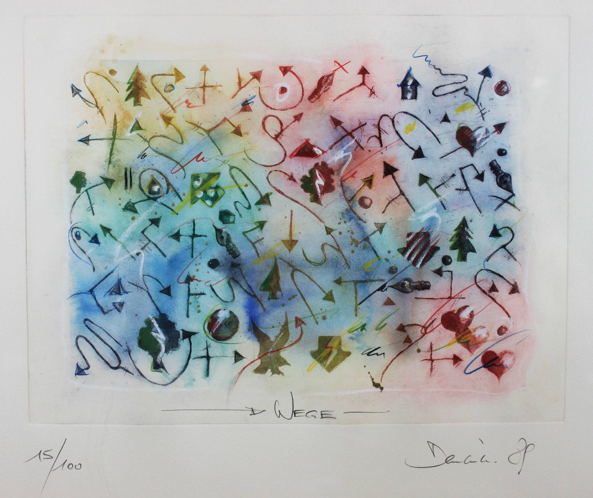 Unbekannter Künstler, Wege, 1989, Gouache 未知艺术家，《Wege》，1989年，纸上水粉画，铅笔手写。(难以辨认），日&hellip;