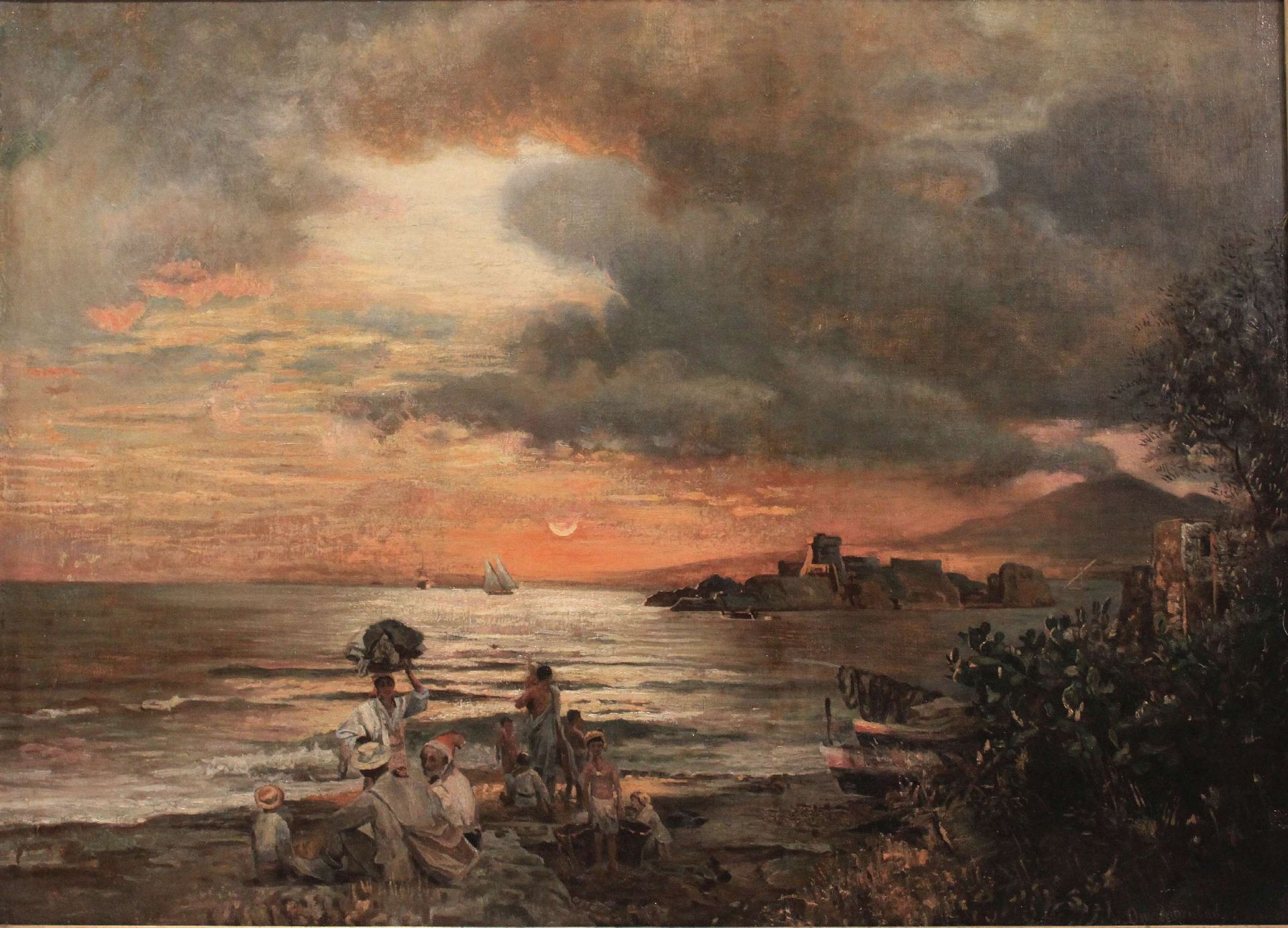Oswald Achenbach (Düsseldorfer Malerschule, 1827 - 1905), Sommerabend in der Buc&hellip;