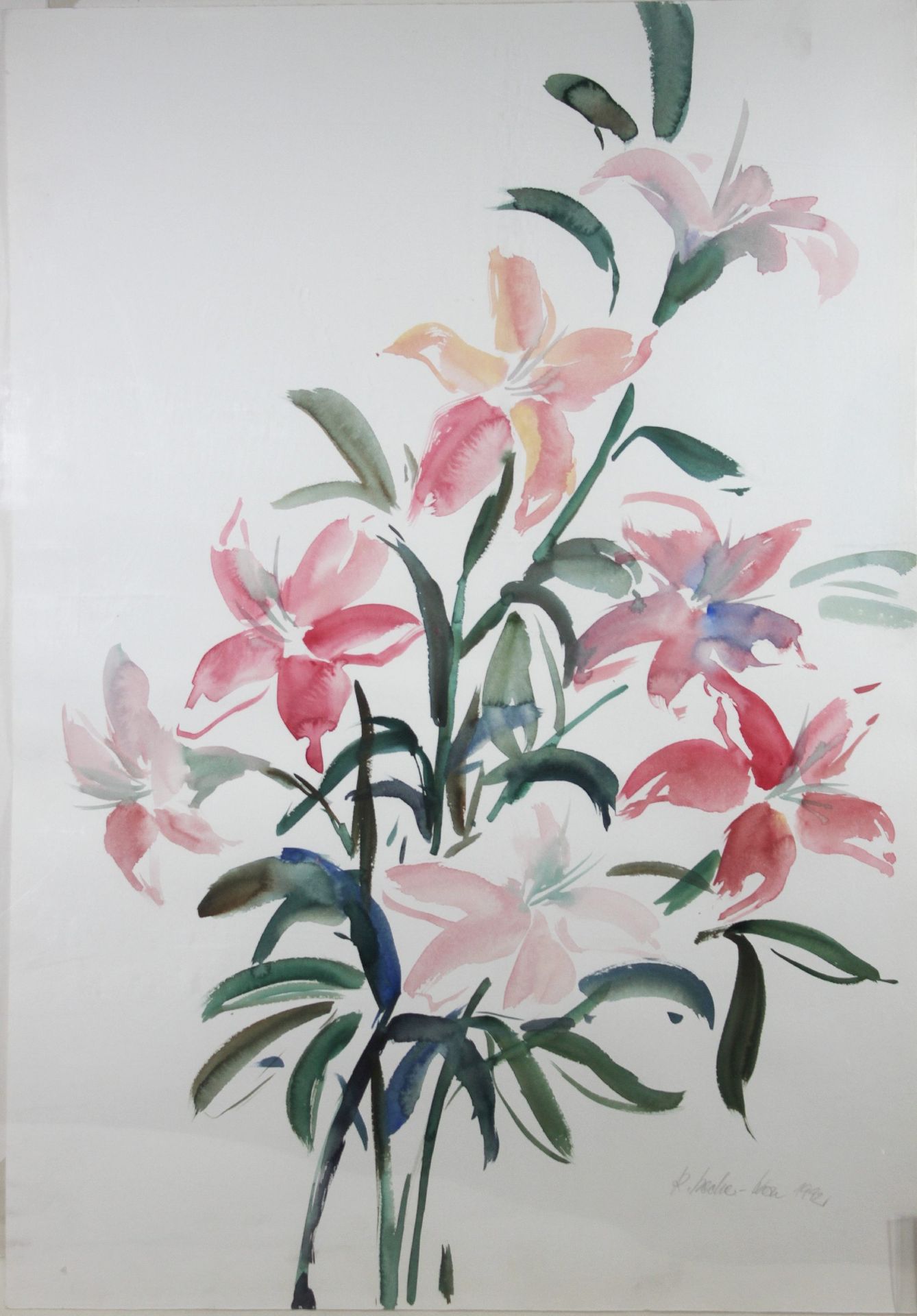 Regina Decker-Kern (deutsch, 1957), Rosa Lilien, 1992, Aquarell a. Papier Regina&hellip;