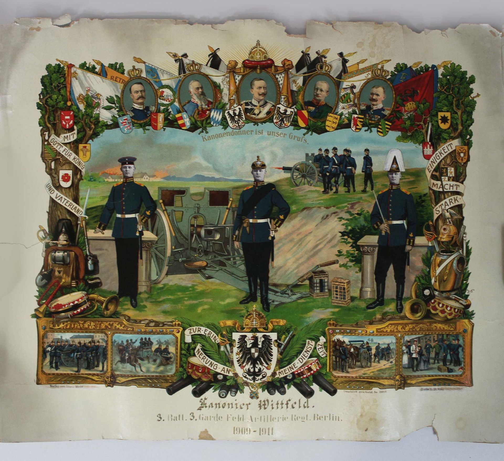 2x Reservisten Plakate 2张预备役海报，炮手Wittfeld，1张第3张，第3近卫野战炮兵团，柏林，1909-1911。1名司机Wittf&hellip;