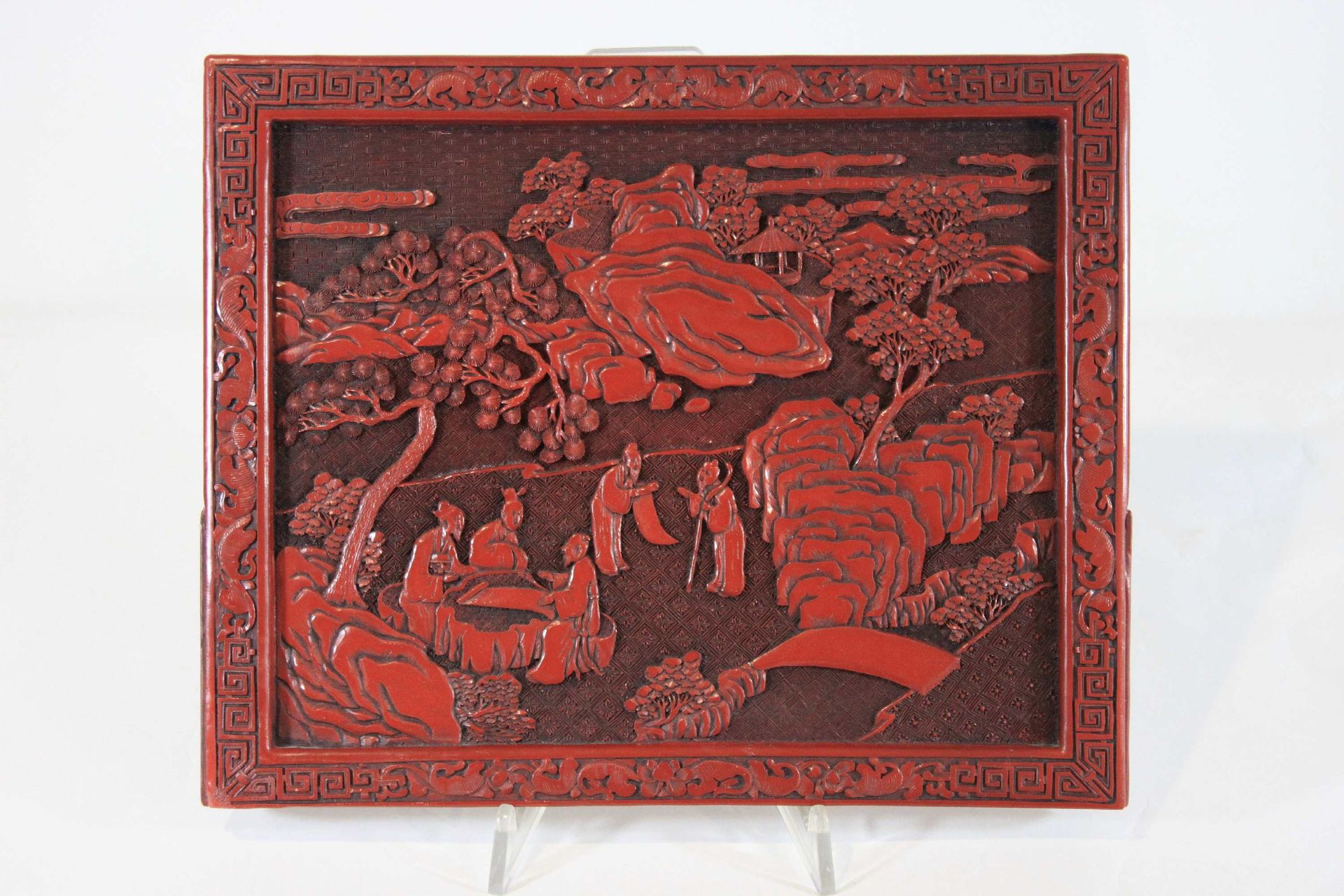 Lackpaneele, China Panneaux en laque, Chine, laque de porcelaine rouge, scène de&hellip;