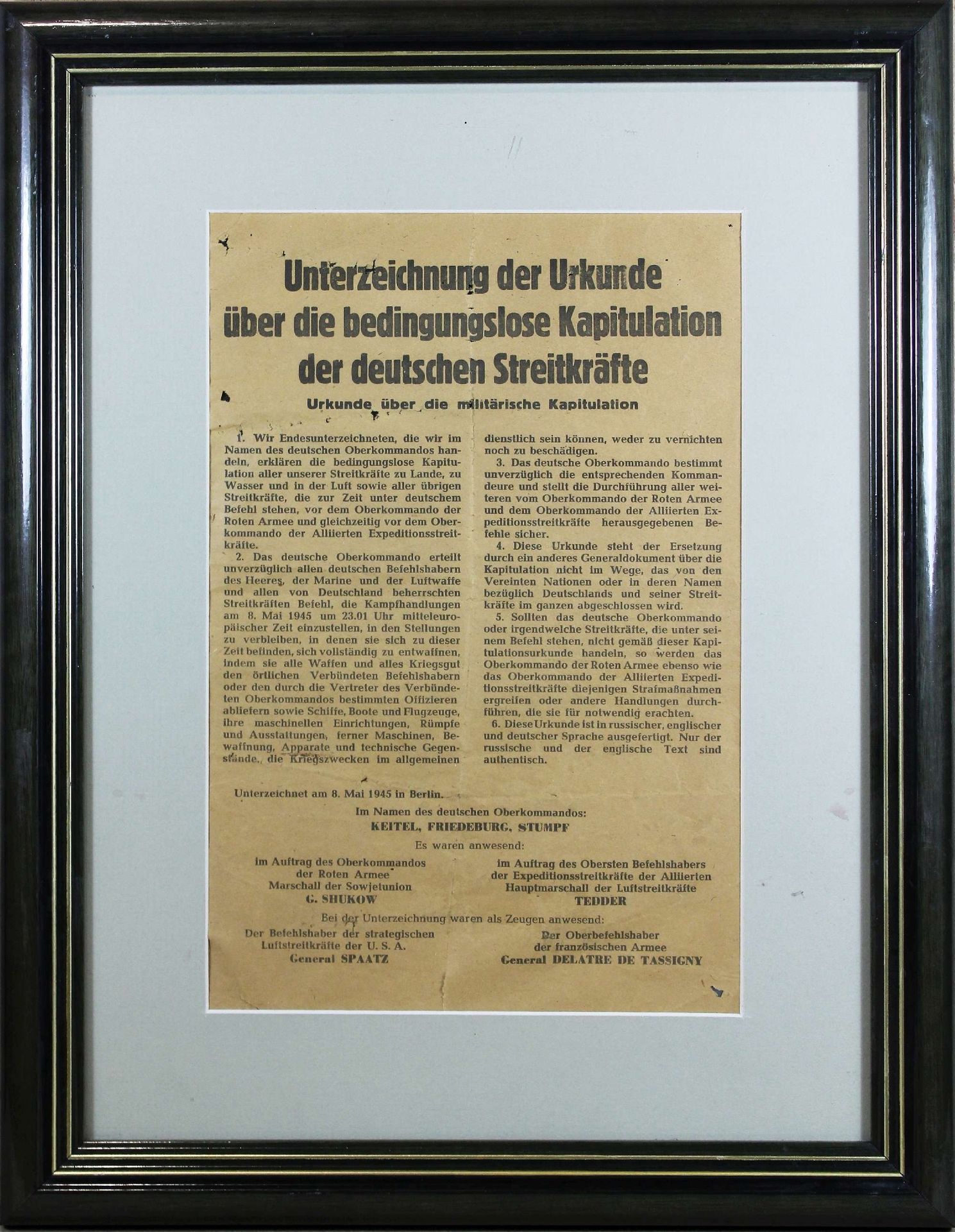 Urkunde Documento, firma del documento sulla resa incondizionata delle forze arm&hellip;