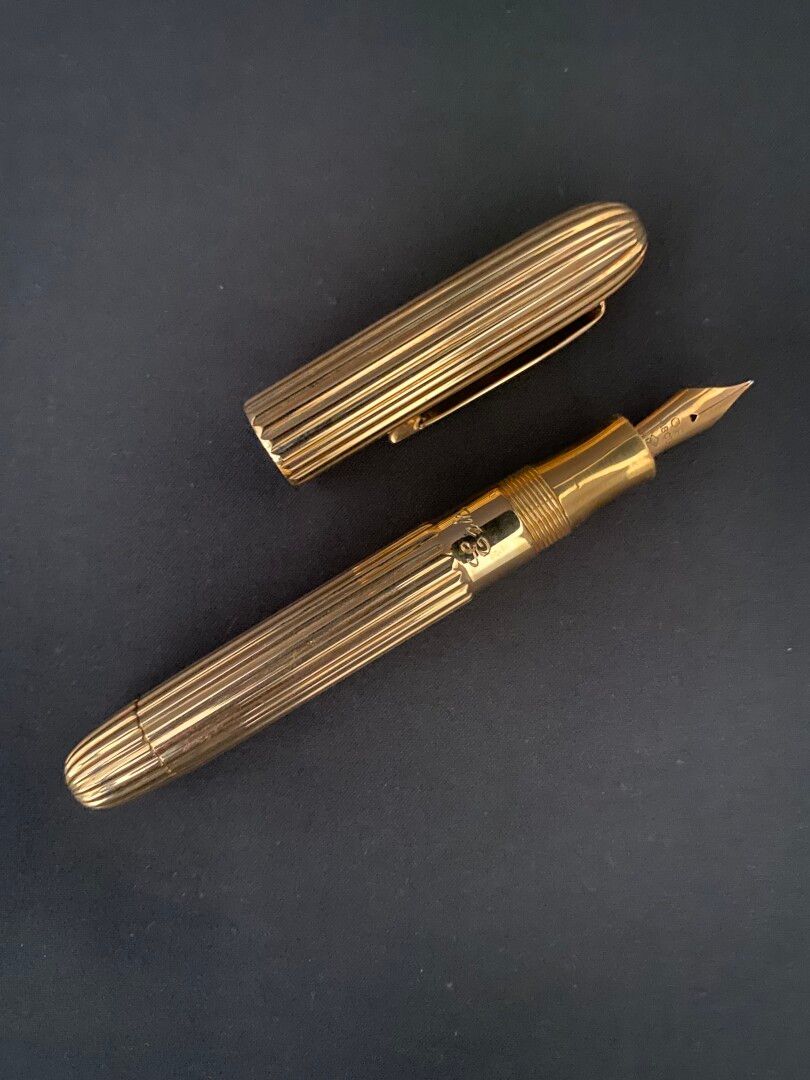 Null Fountain pen in 18k yellow gold and metal (engraved Eric 30 years) - Gross &hellip;