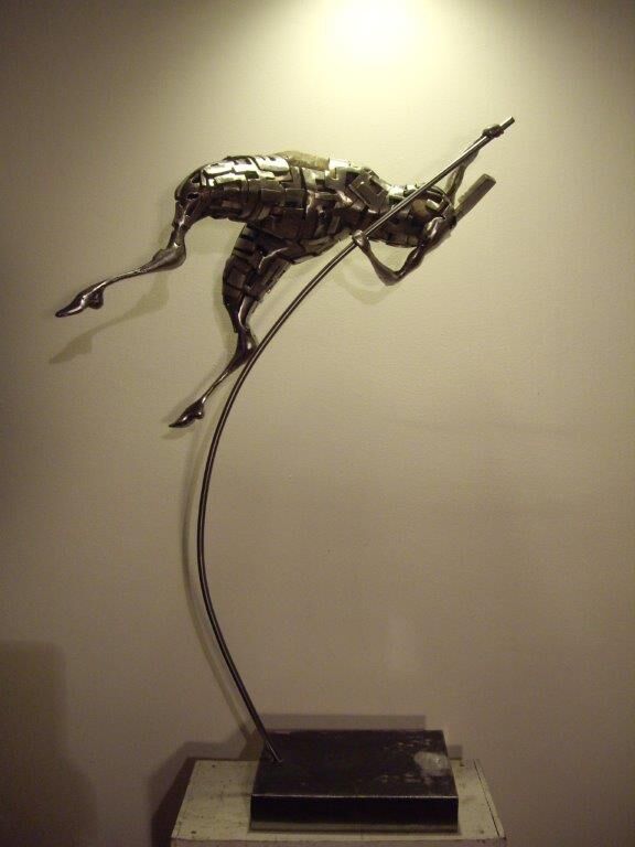 Null Farid ACHEZEGAG (né en 1971) - Bubka Bis - Sculpture en acier et galets - D&hellip;