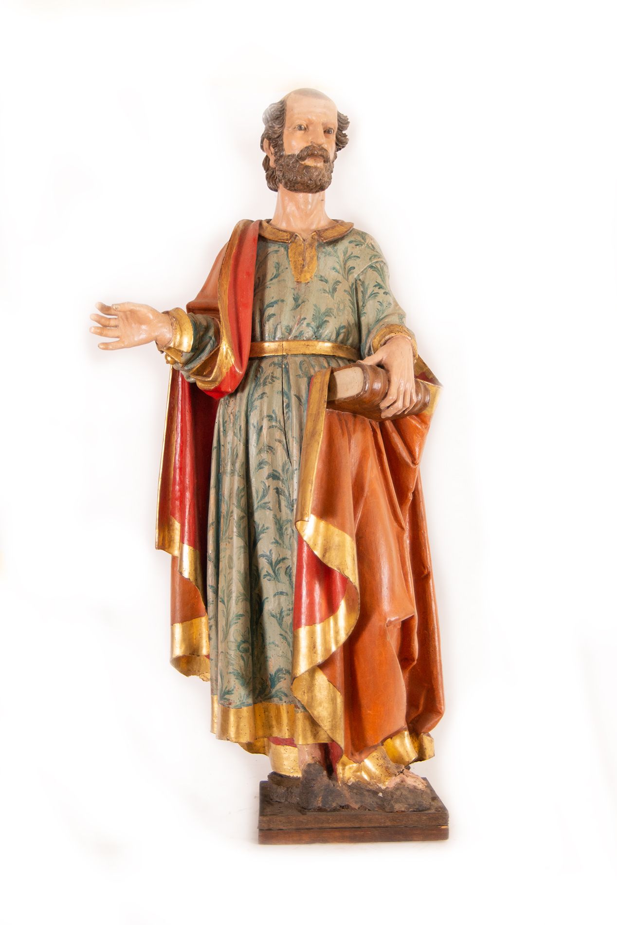 Saint Peter the Evangelist, 17th century Spanish school 多色和鎏金木雕，多色在19世纪修复，尺寸大小：1&hellip;