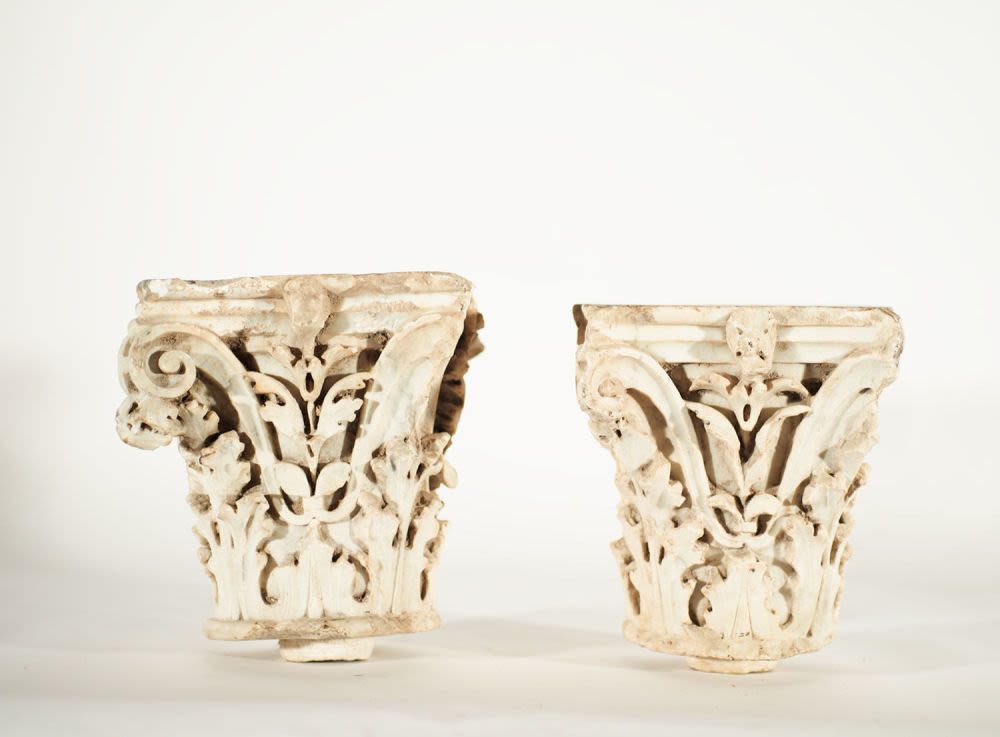 Magnificent Pair of Corinthian Capitals in white marble, possibly Roman Empire, &hellip;