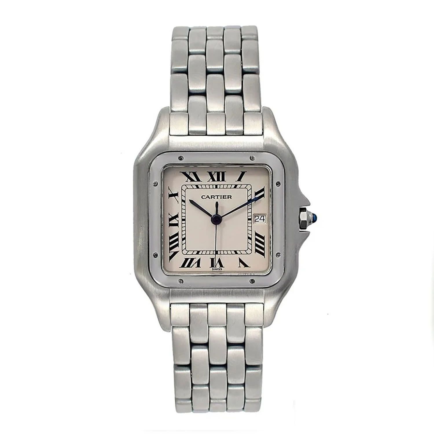 Null Elégante montre-bracelet Cartier Panthere pour femme en acier, avec papiers&hellip;