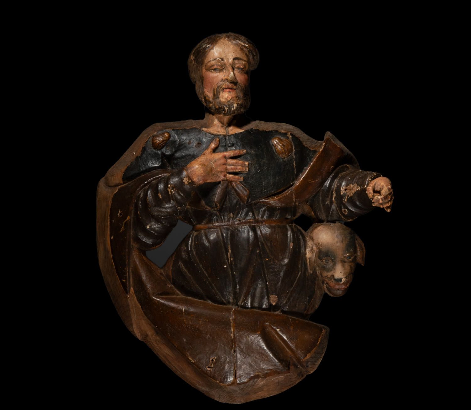 Null Relief de Saint Jacques le Majeur en bois sculpté, école castillane du XVIe&hellip;