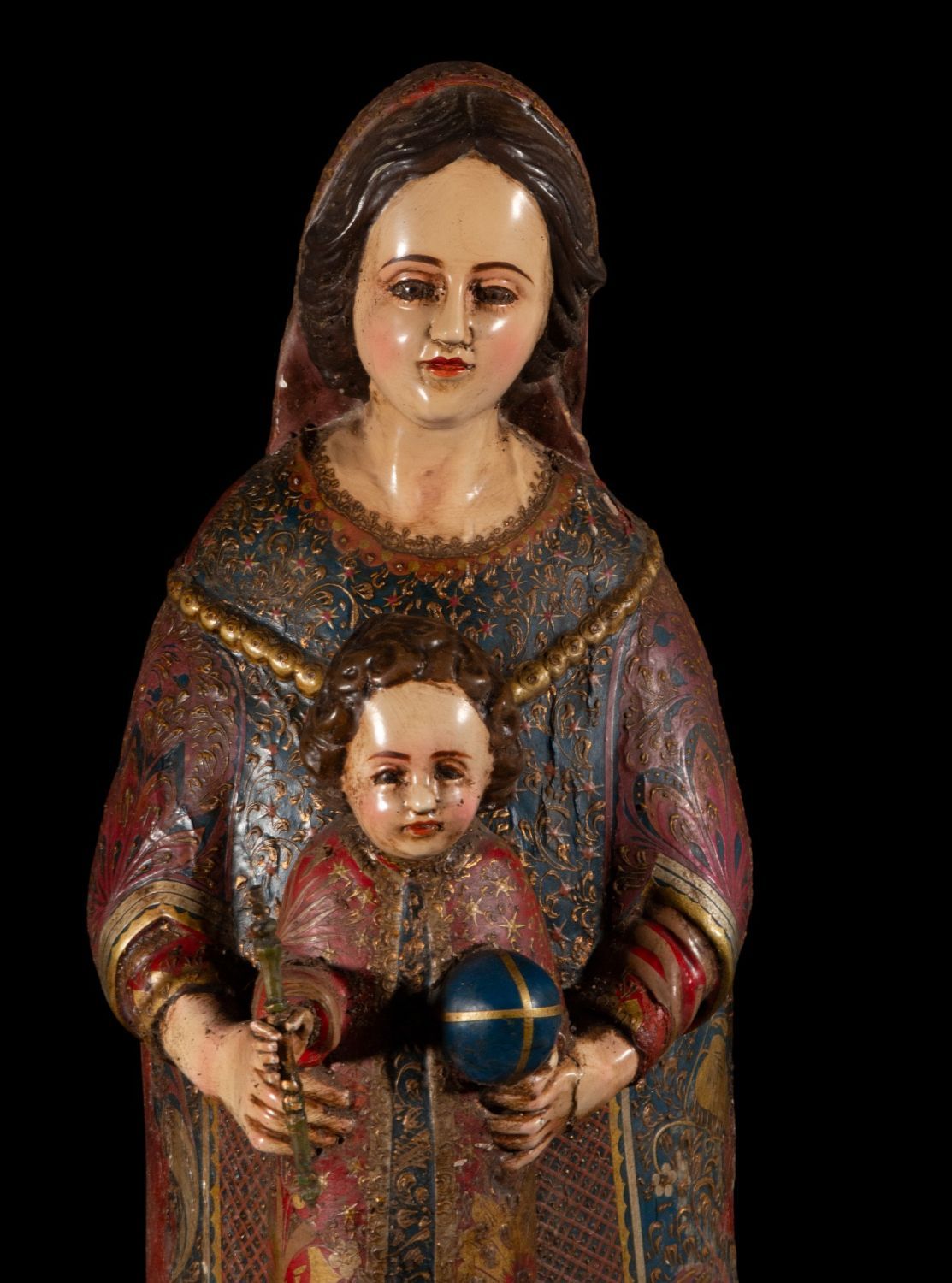 Null Exquise et grande sculpture en bois de la Virgen de las Cocheras, école col&hellip;