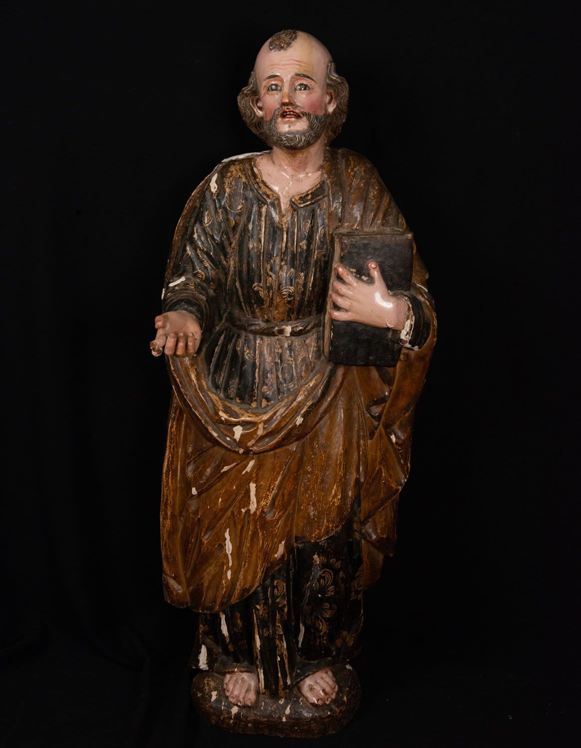 Null Très grand et original Saint Pierre d'époque, Bernardo de Legarda (Quito, 1&hellip;