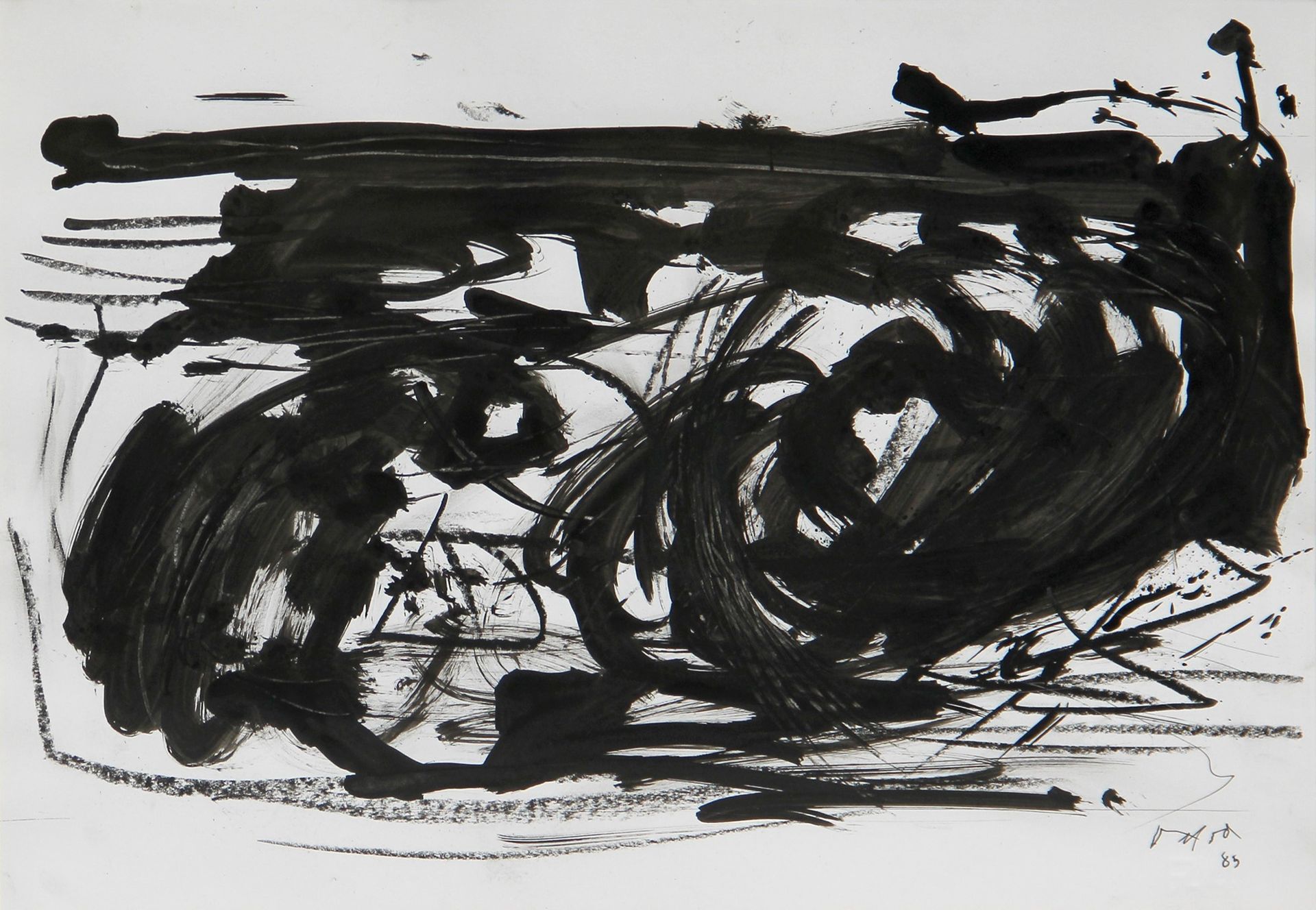 Emilio VEDOVA Untitled 1985年，纸板上的墨水和木炭，厘米，33x47.8

由Emilio和Annabianca Vedova基金会颁&hellip;