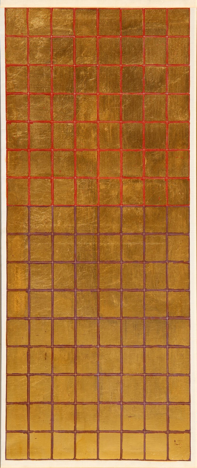 Remo BIANCO Tableau doré Années 1980, acrylique sur toile, cm. 120x50

Œuvre enr&hellip;