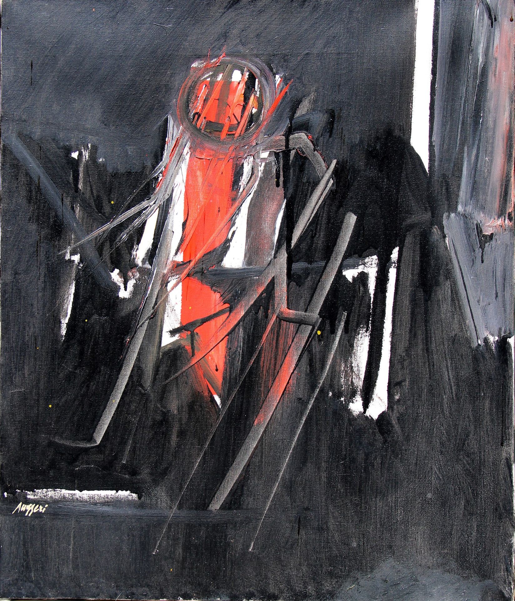 Piero RUGGERI Autoritratto nero 1972, óleo sobre lienzo, cm. 60x50