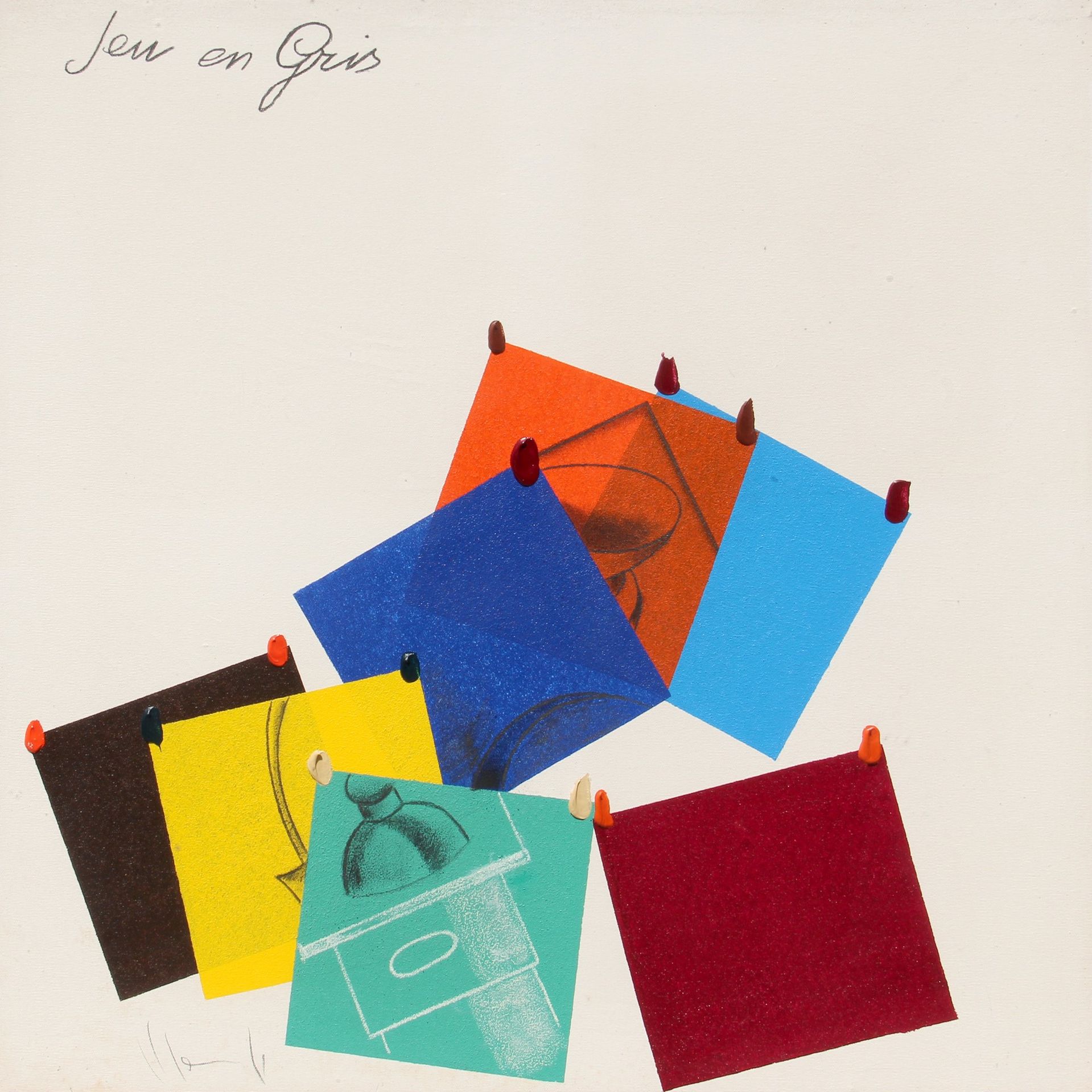 Aldo MONDINO Jeu en gris 1970年代，油画和丙烯画布，80x80厘米

蒙迪诺档案馆的证书，编号为。20140107120201，日期&hellip;